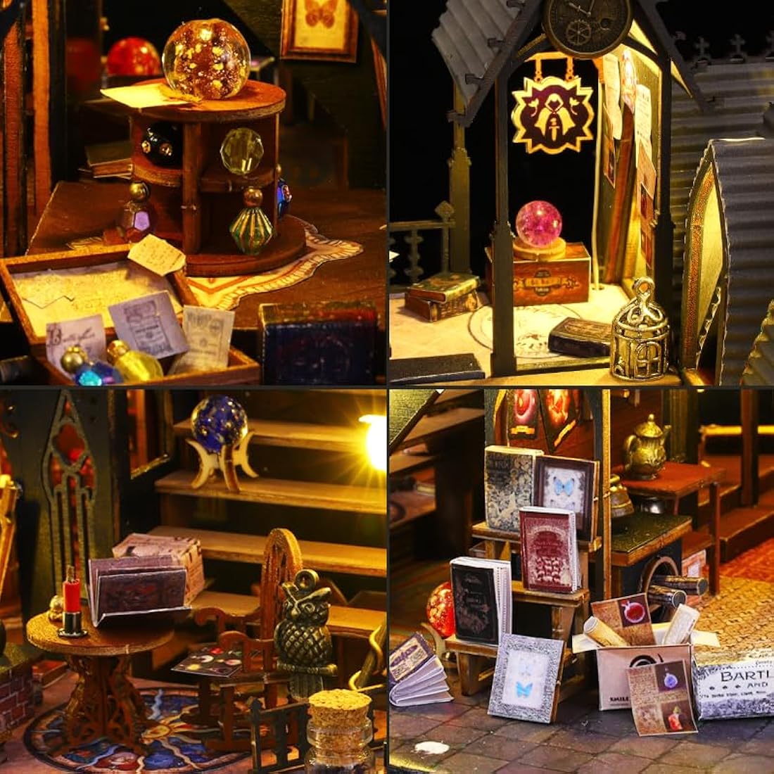CRIOLPO DIY Doll Miniature House Kit, Book Nook Kit Doll house Miniature with Furniture DIY Wooden Crafts Mini Handmade Kit 3D Wooden Puzzle with Sensor Led Light (Luna's Magic House)