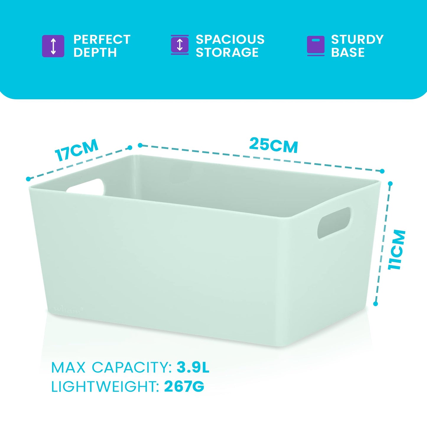 Niftii 5-Pack Plastic Storage Baskets with Sturdy Handles, Lightweight & Durable Design, Ideal for Kitchen, Bathroom, and Cleaning Organisation