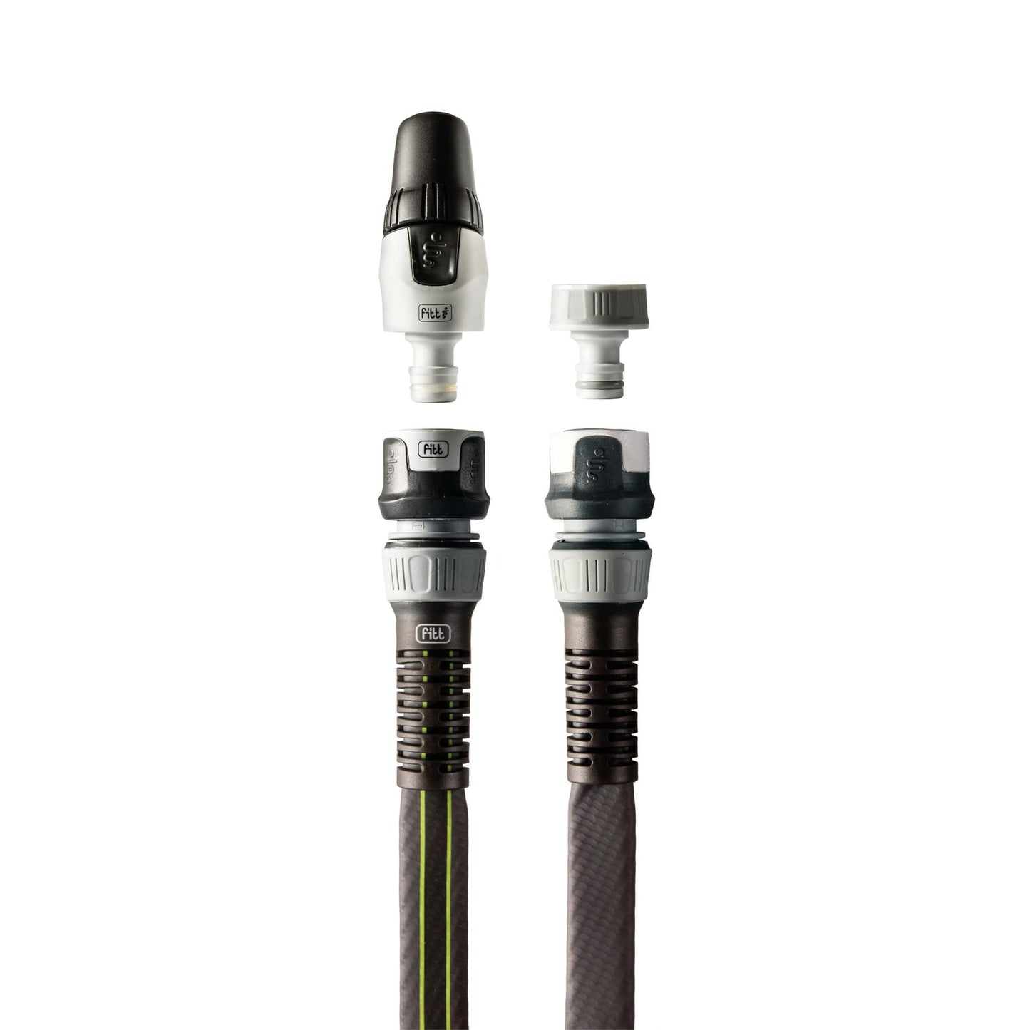 FITT Force 25m, Water Hose for Garden Irrigation, Light, Resistant and Compact, for Intensive Use, with Nozzle, Colour Grey-Lime, -43% CO2e