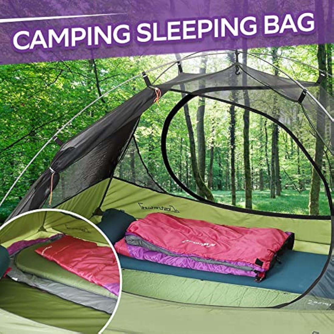 Clostnature Sleeping Bag for Adults and Kids - Compact Lightweight Sleeping Bag, 4 Season Ultralight Camping Sleeping Bag for Summer, Winter, Children, Girls, Boys - Storage Sack Included(Left Zipper)