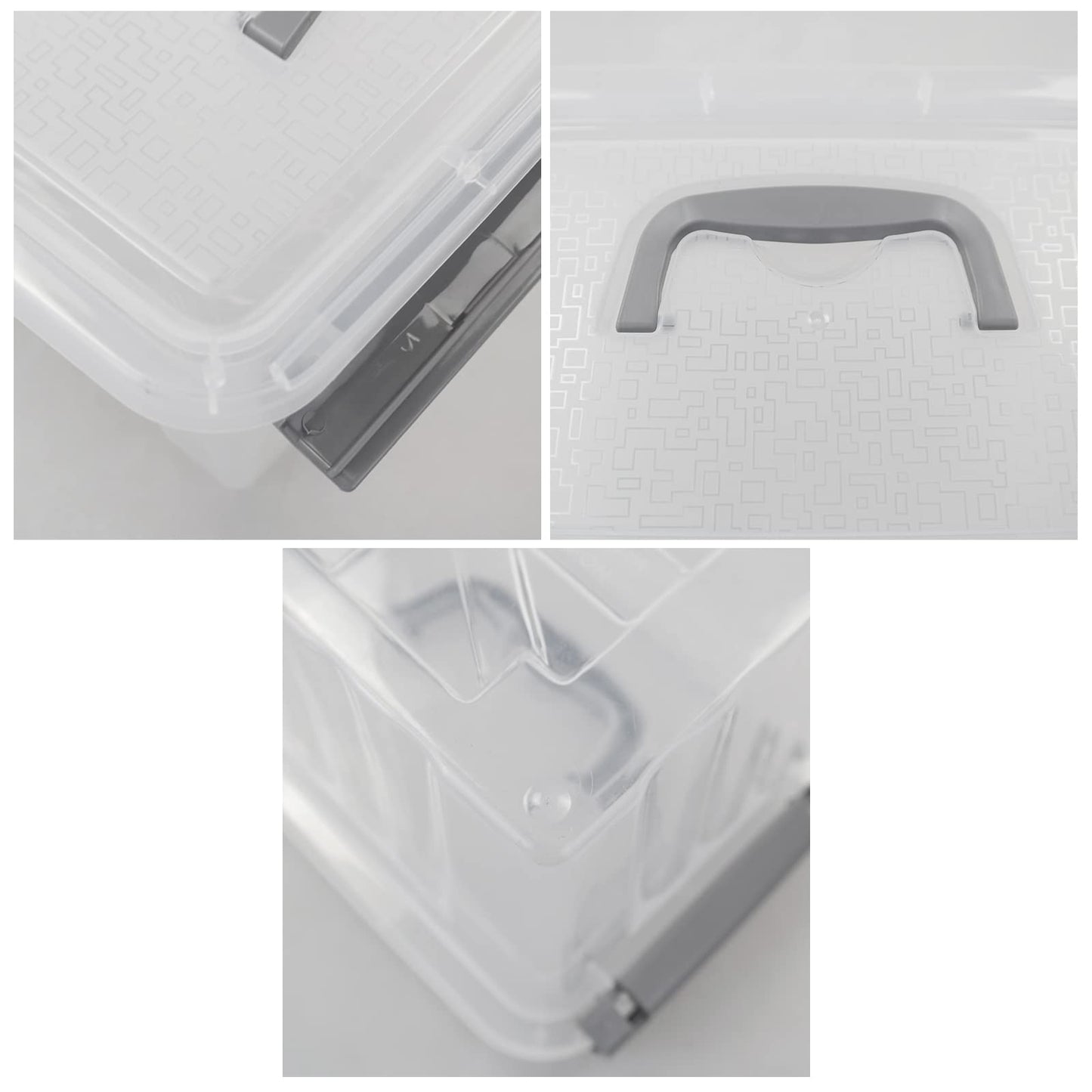 Hespama 6 Pack 3 L Small Storage Boxes with Lids, Clear Lidded Storage Box