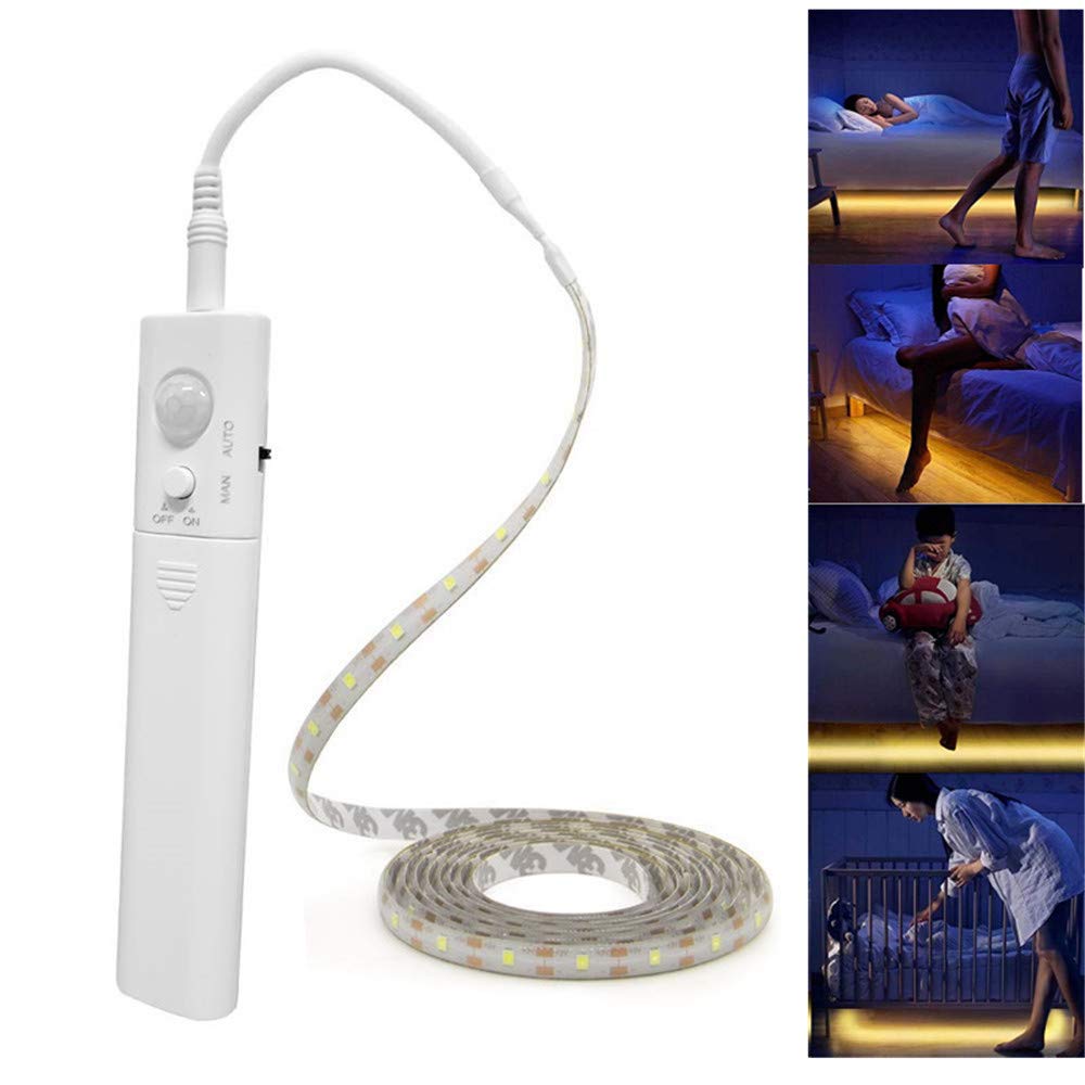 Battery Powered,Motion Sensor Led Light Strips Smart Night Light Motion Activated Led Strip Light for Room Cool White Light-5M / 16.4ft