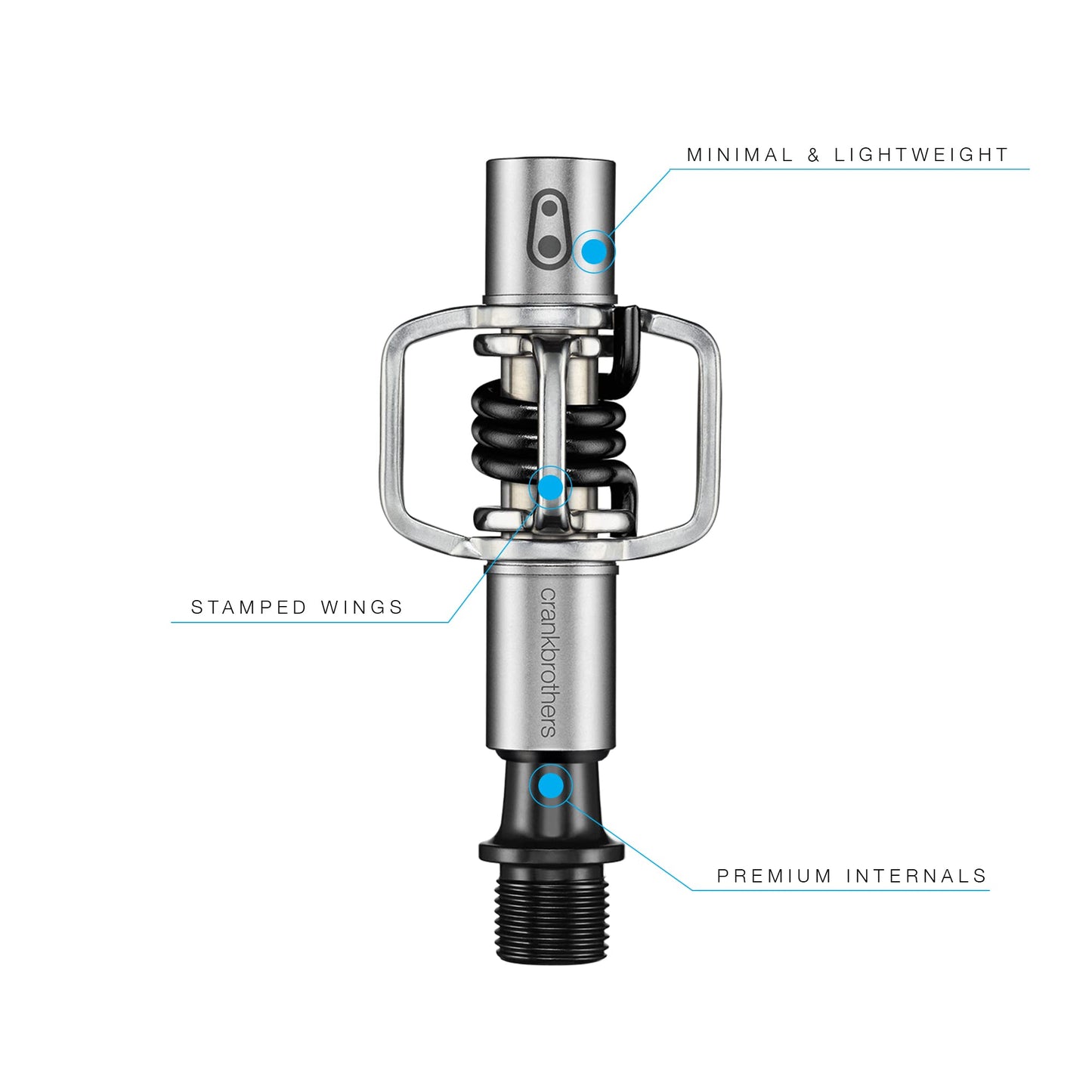 Crankbrothers Eggbeater-1 Pedals, Silver with Black Spring