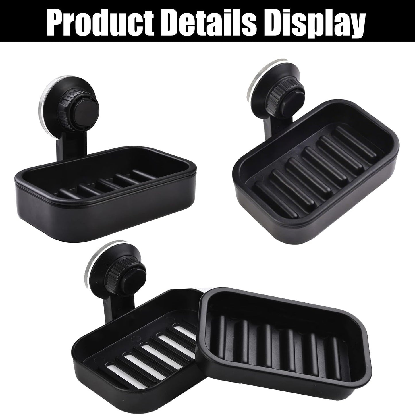 Suction Soap Dish for Bathroom, Shower Soap Bar Holder Tray with Drainage