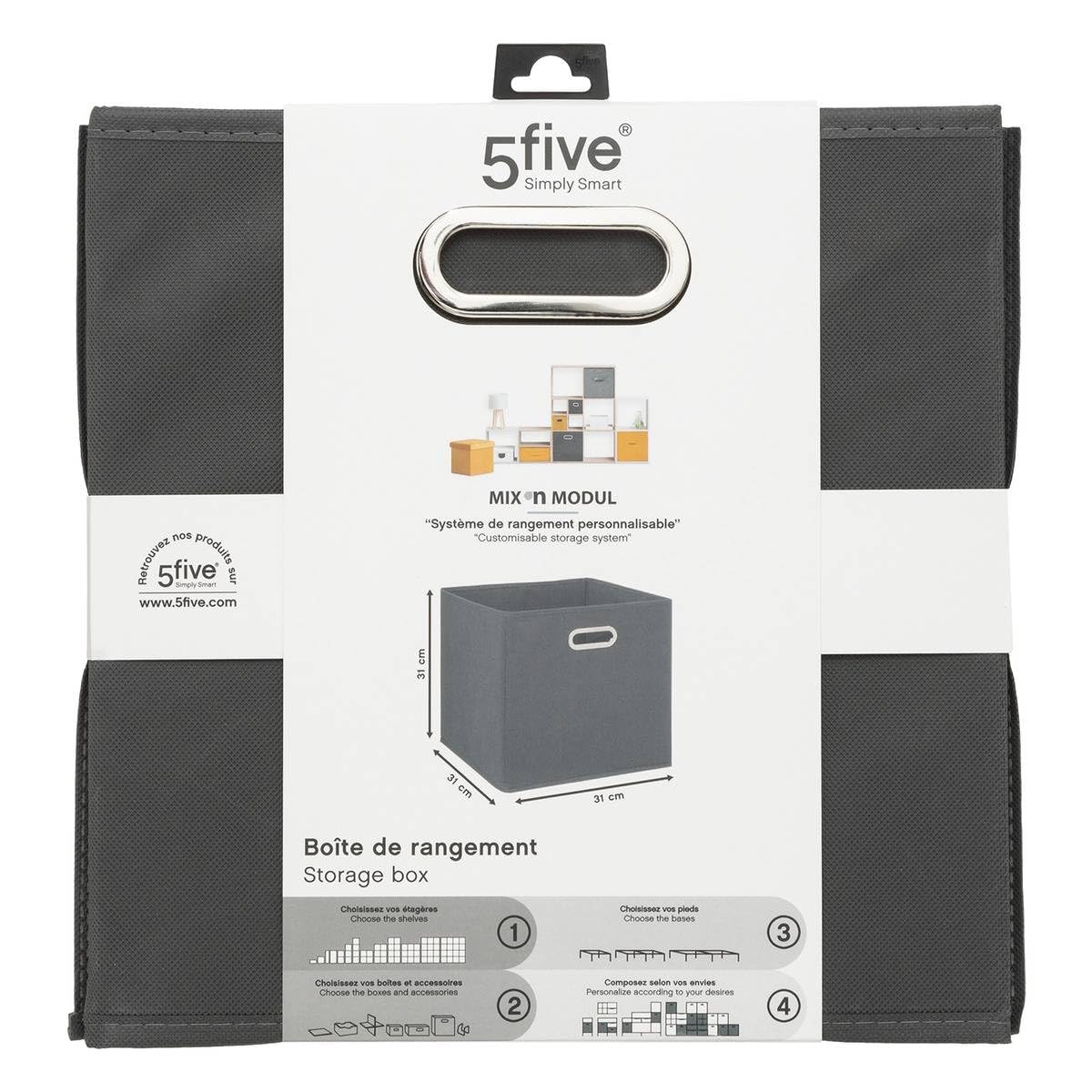 5 five simply smart Storage Box 31 x 31 cm Anthracite