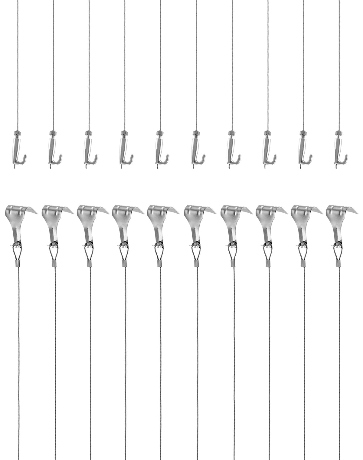 QWORK Picture Hanging Wire Kit, 2m ? ?1.5mm Stainless Steel with Wire Adjustable Hook and Rail Moulding Hook Hold Up to 40 KG (10 pcs)