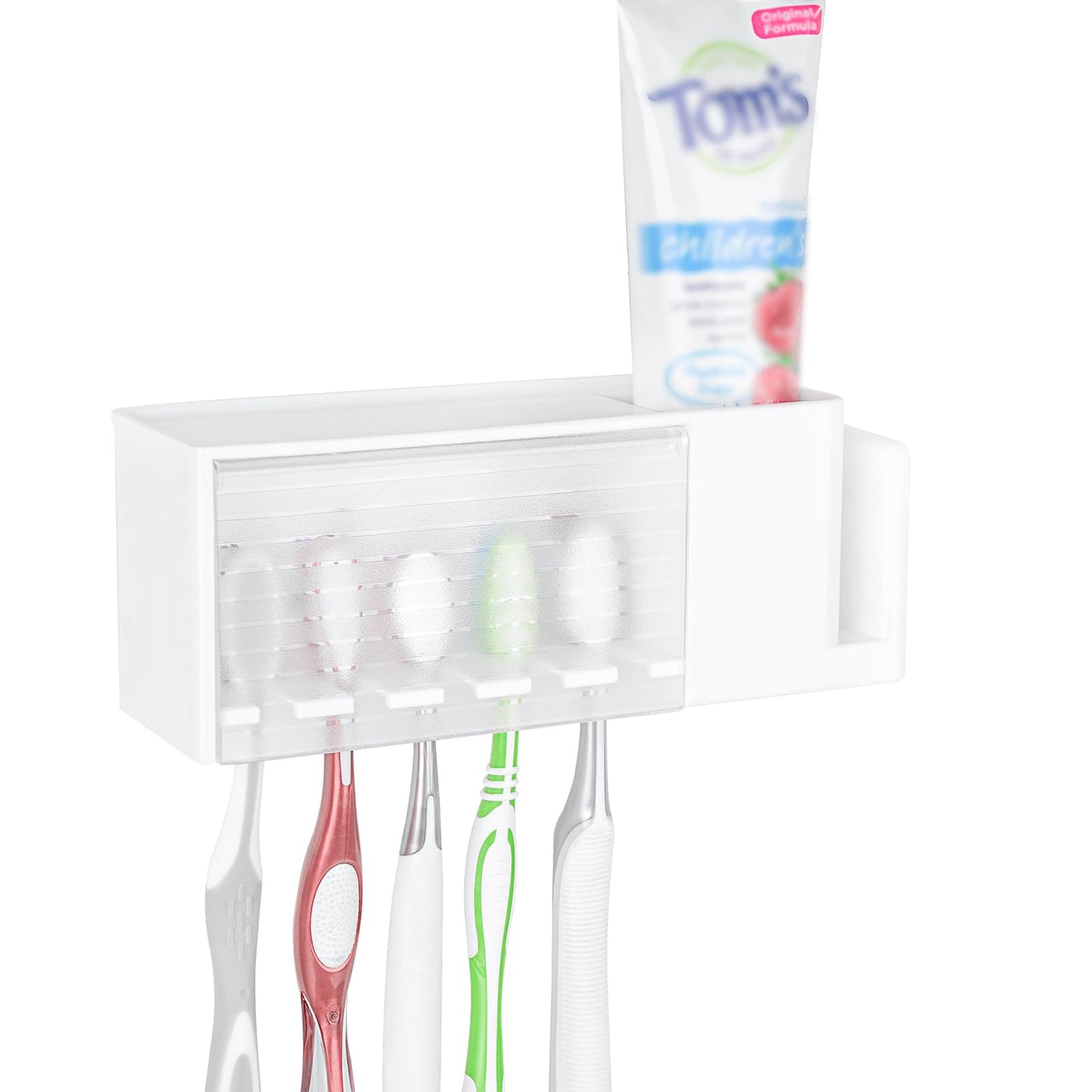 Linkidea 5-Slot Wall Mount Waterproof Toothbrush Holder for Bathroom, Plastic Organizer for Toothpaste, Compatible with Oral-B CrossAction