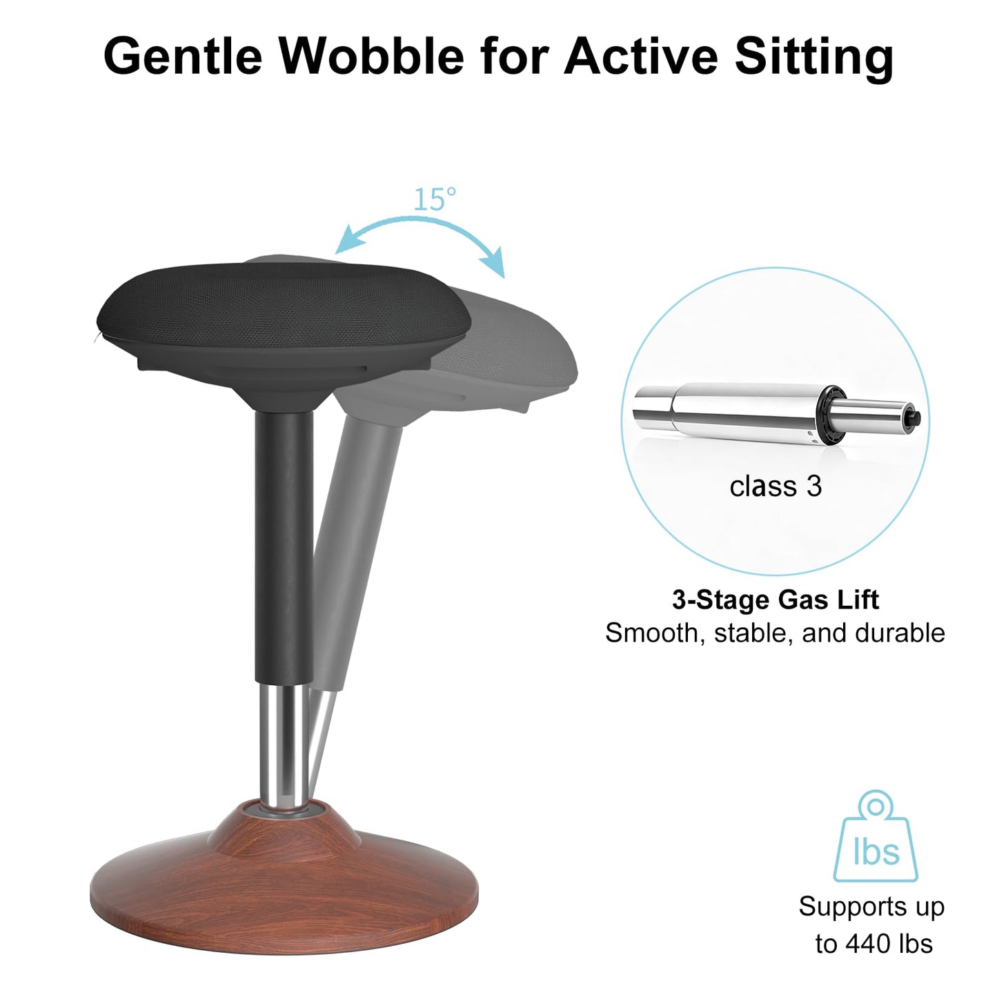Wobble Stool,Height Adjustable,440lbsCapacity Balance Chair,for Home&Office