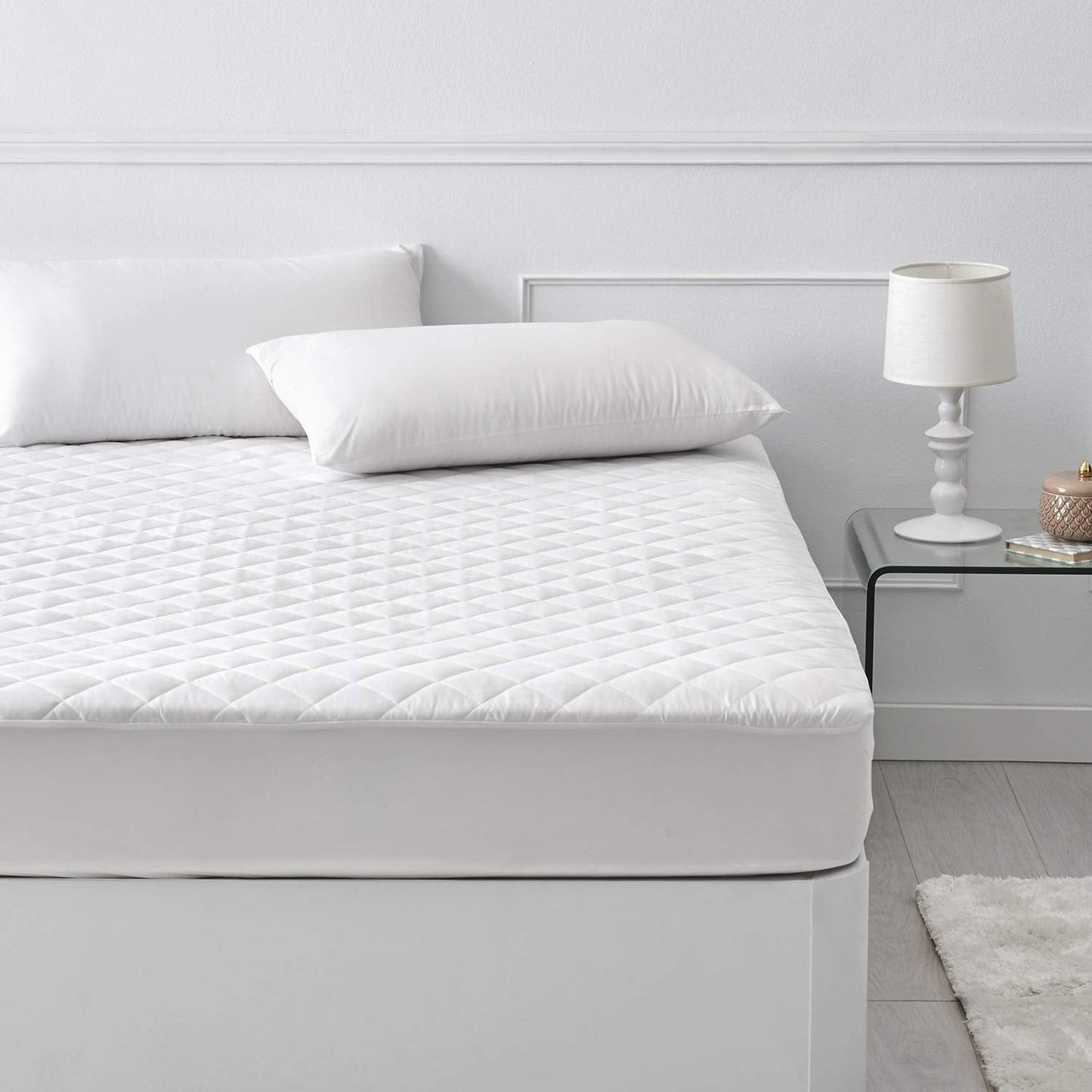 Pikolin Home Padded Mattress Protector, Breathable Letto 150-150 x 190/200 cm Bianco