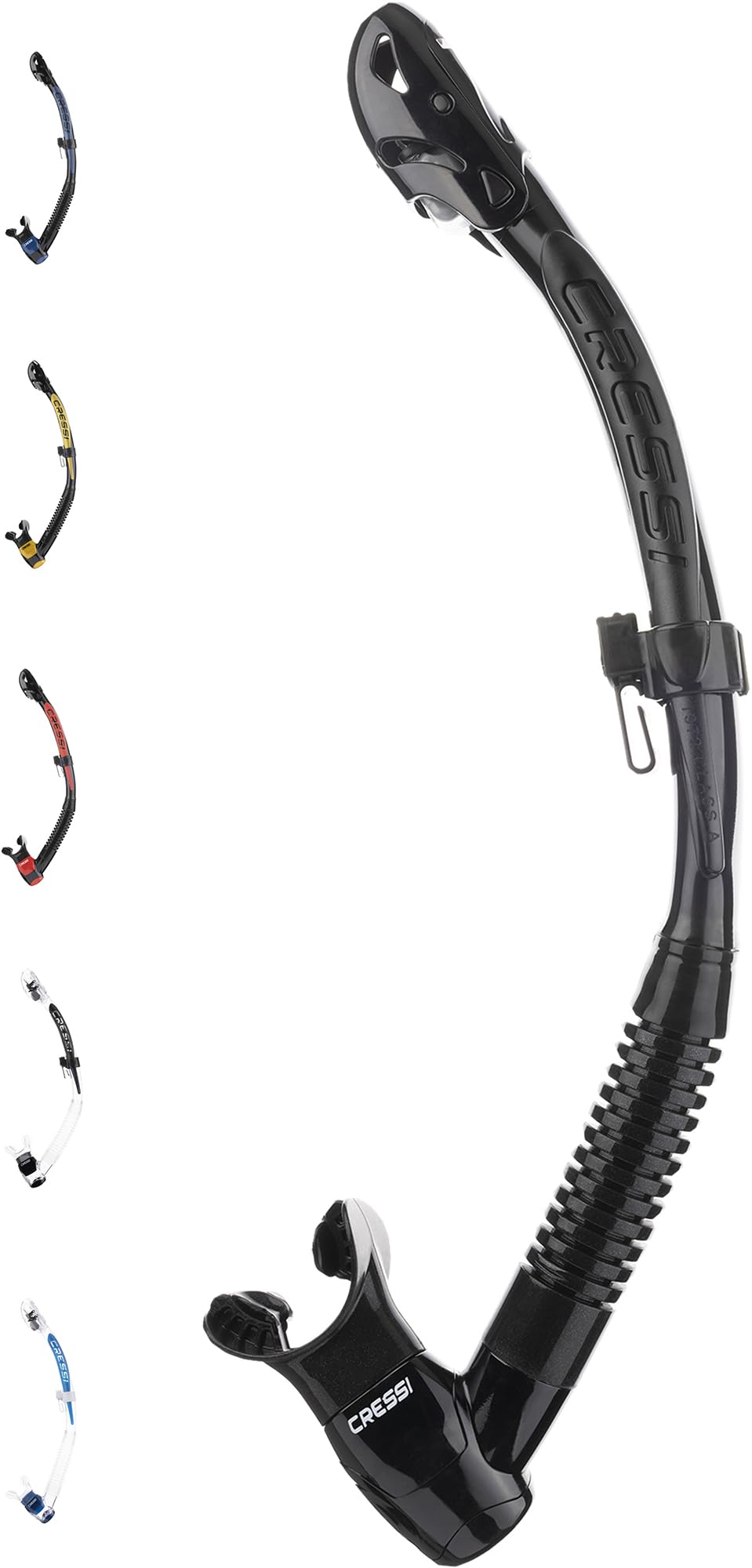 Cressi Itaca Ultra Dry Snorkel - Snorkel Dry for Free Diving and Snorkeling, Black/Black, One Size, Unisex Adult