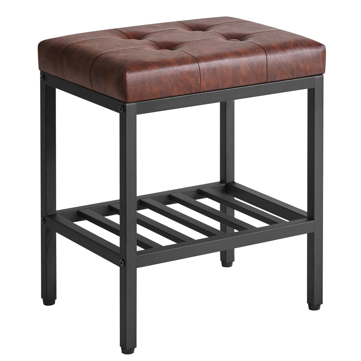 IBUYKE Rectangular Makeup Stool, PU Seat Vanity Chair, Dark Brown WBD017Z