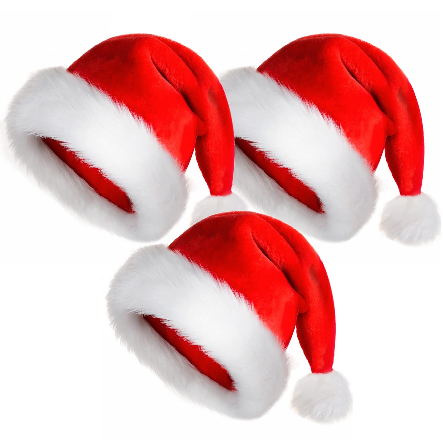 TLarder Santa Hats for Adults: Christmas Hats Adult Luxury Velvet Holiday Hat - Plush Xmas Santa Claus Outfit Hat for New Year Festive Party Gifts
