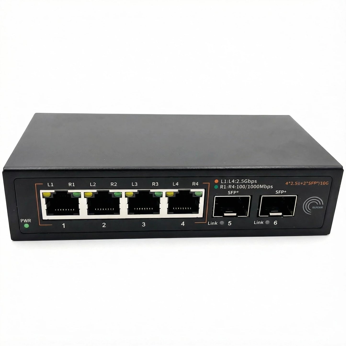 Elfcam? - 10Gb Fiber Optic Switch Compatible with Freebox Ultra and Orange Livebox 6, with 2 10G SFP+ Ports and 4 Ports 2.5 Gigabit Ethernet RJ45,