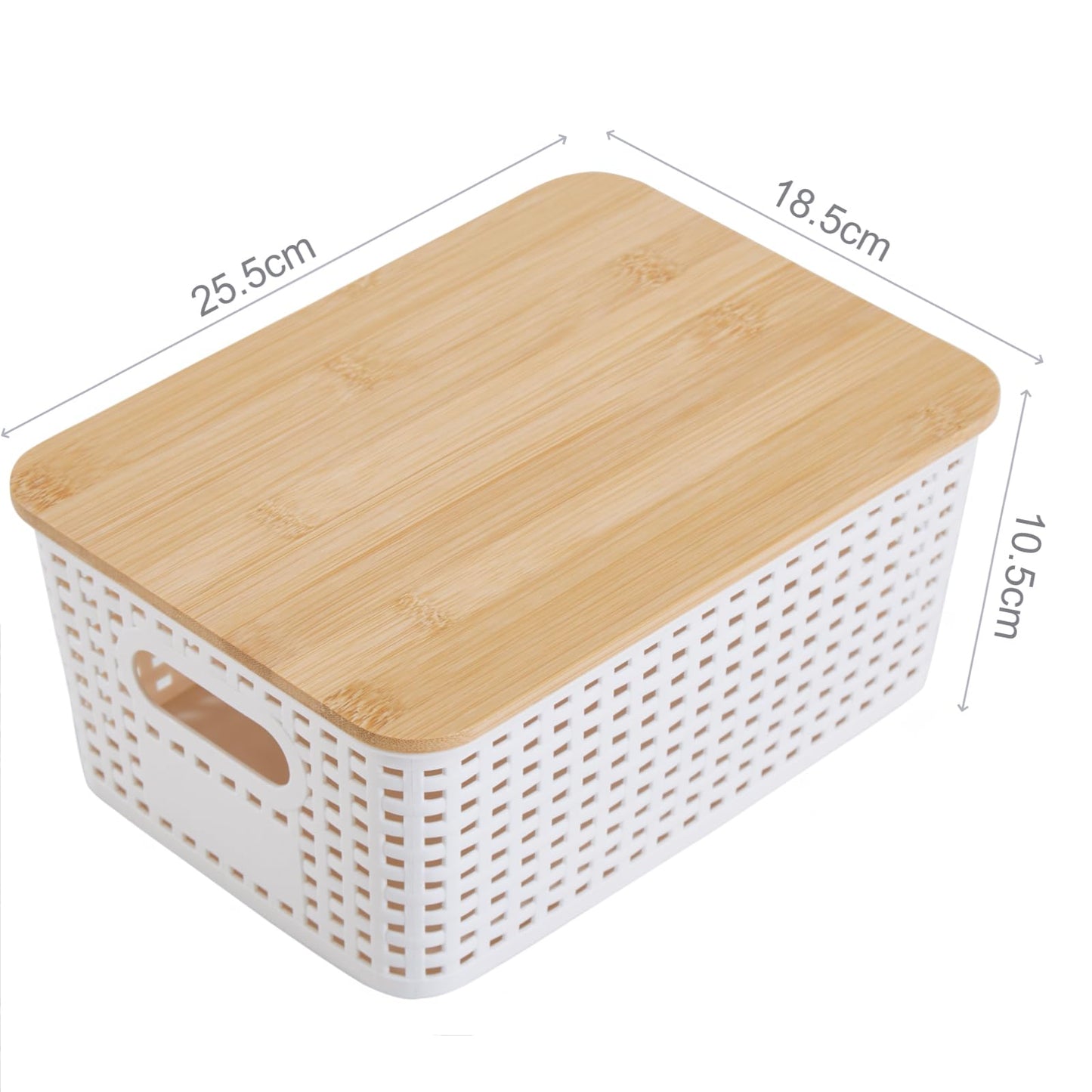 Mangata 6 Pack Storage Boxes with Bamboo Lid, Stackable Storage Baskets White