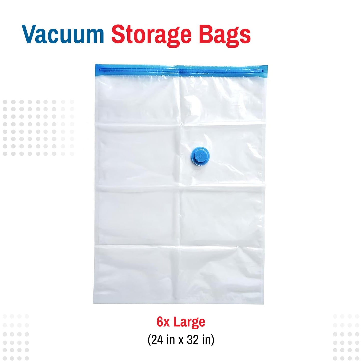 Set of 6 - Large Vacuum Storage Bags for Clothes and Bedding - SpaceSaver Compression Seal Bags with Pump - Travel and Closet Organizer Solution