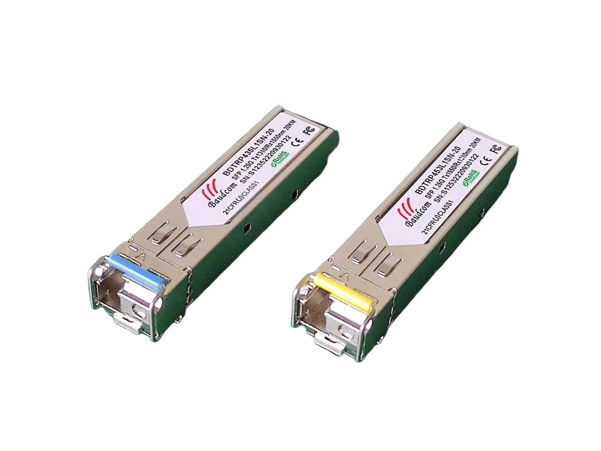 SFP module 1G Bidi single fibre transceiver SMF LC connection up to 20km for open switches for Cisco GLC-LH-SMD,Ubiquiti UniFi, Meraki