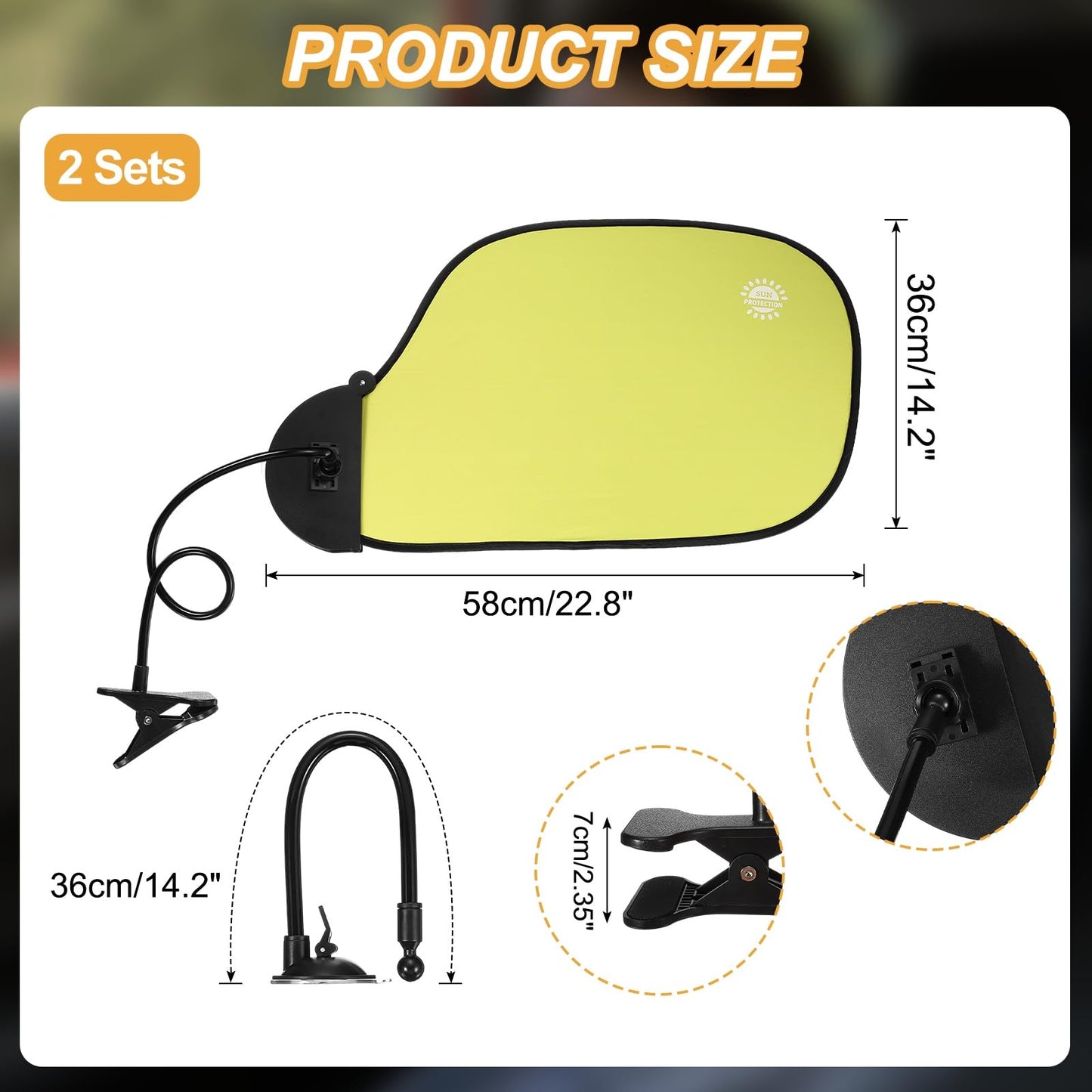 PATIKIL 2Pcs Desk Shade, 22.8" Adjustable Cubicle Shade with Suction Cup and Clip Portable Foldable Cubicle Light Shield for Block Overhead Light