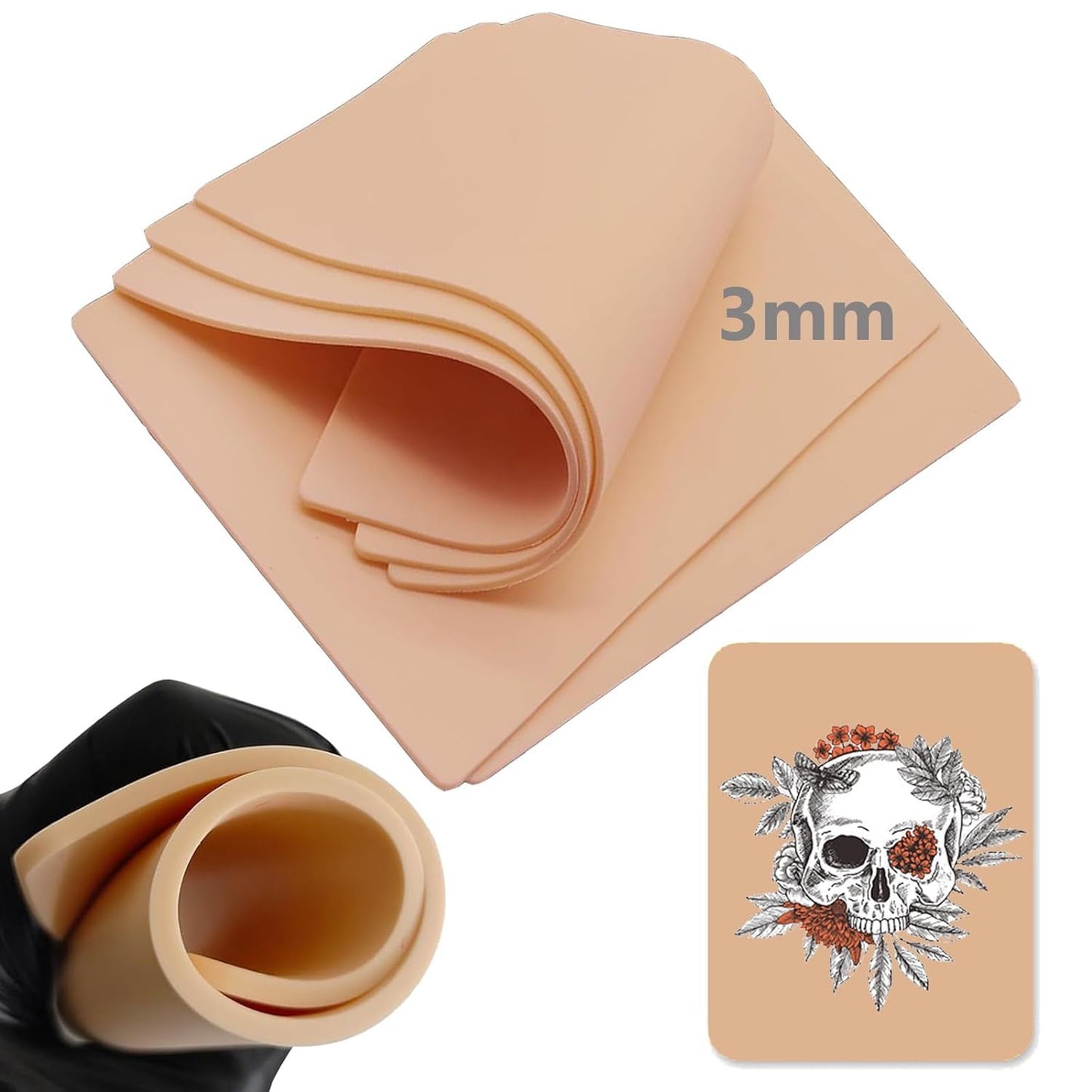 UnihubyTattoo Skins 3mm, 6pcs Tattoo Practice Skin 3mm Fake Skins fot Tattooing 8x6" Tattoo Fake Skin Piel Sint?tica Tatuaje