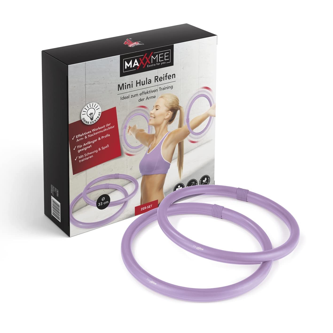 MAXXMEE Mini hula hoop for the arms, ideal for effective training of the arms, suitable for beginners and professionals, diameter 33 cm, each 300 g