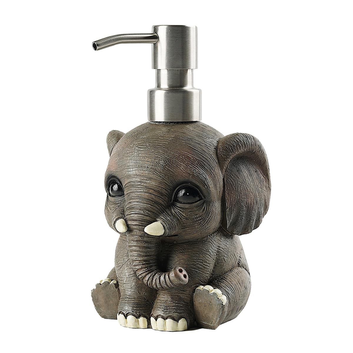 Sarini Shower Gel Dispenser Elephant Resin Shampoo Dispenser with Stainless Steel Pump, Decorative Countertop Lotion Dispenser for Bathroom Countertop
