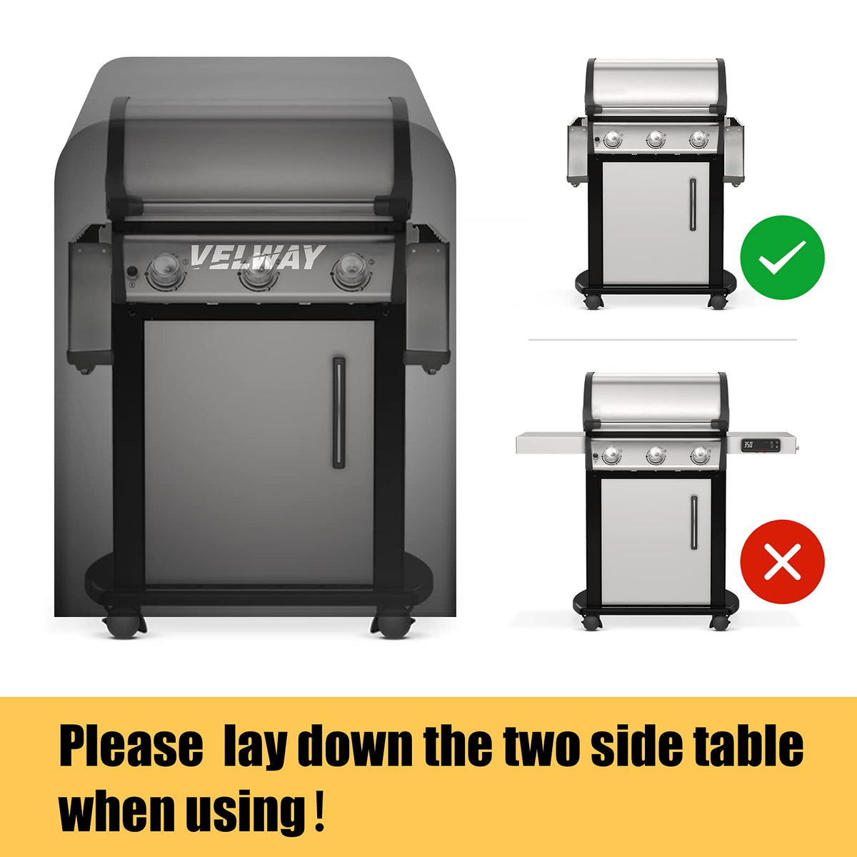 Velway Gas Grill Cover Barbecue Cover Waterproof Heavy Duty 210D Oxford Fabric Outdoor BBQ Cover UV protection Dust-Proof Windproof Weatherproof