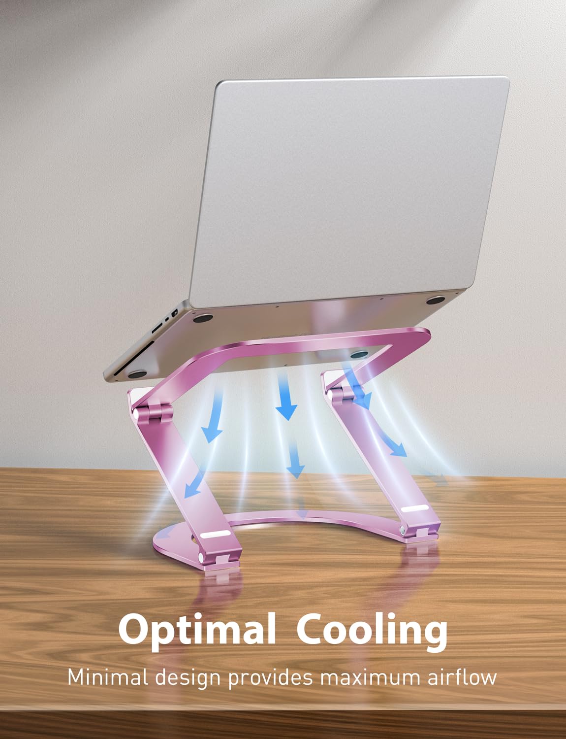 Laptop Stand, Maxonar Aluminum Ergonomic Laptop Riser Height Adjustable,Ventilated Foldable Laptop Holder for Desk Folds Flat for Portability