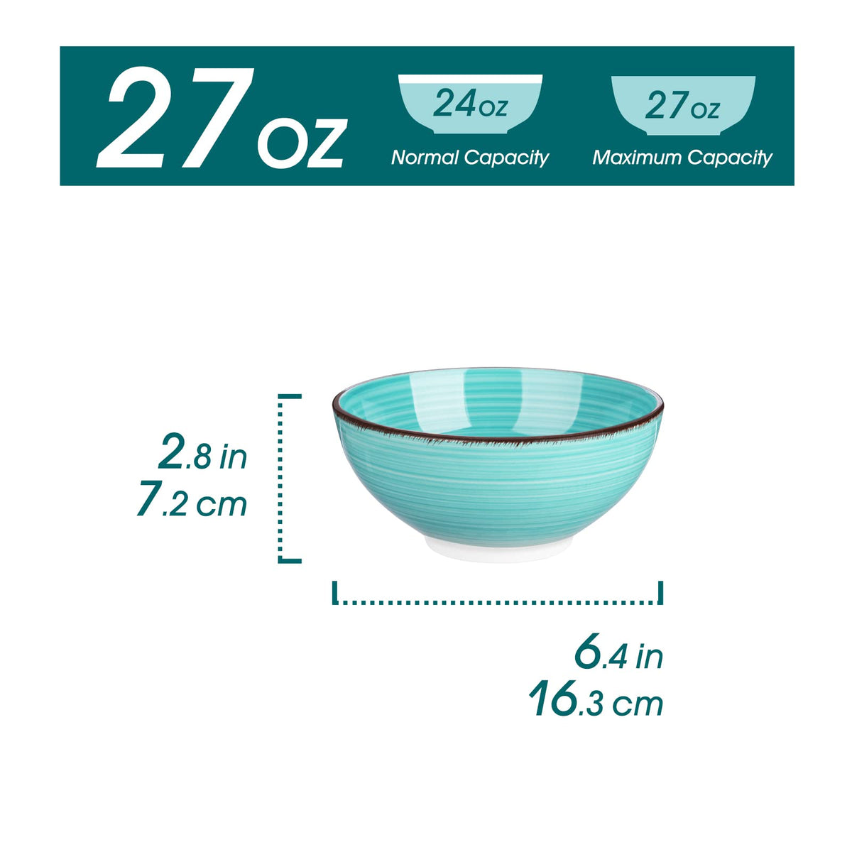 vancasso Bonita Cereal Bowls Set of 6, 27 Oz Ceramic Soup Bowls, Serving Bowls for Salad, Noodle, Porridge, Rice, Dishwasher & Microwave Safe, Cool