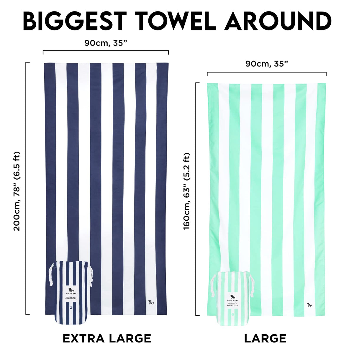 Dock & Bay Beach Towel - Quick Dry, Sand Free - Compact, Lightweight - 100% Recycled - Includes Bag - Cabana - Waikiki Coral Red - Extra Large