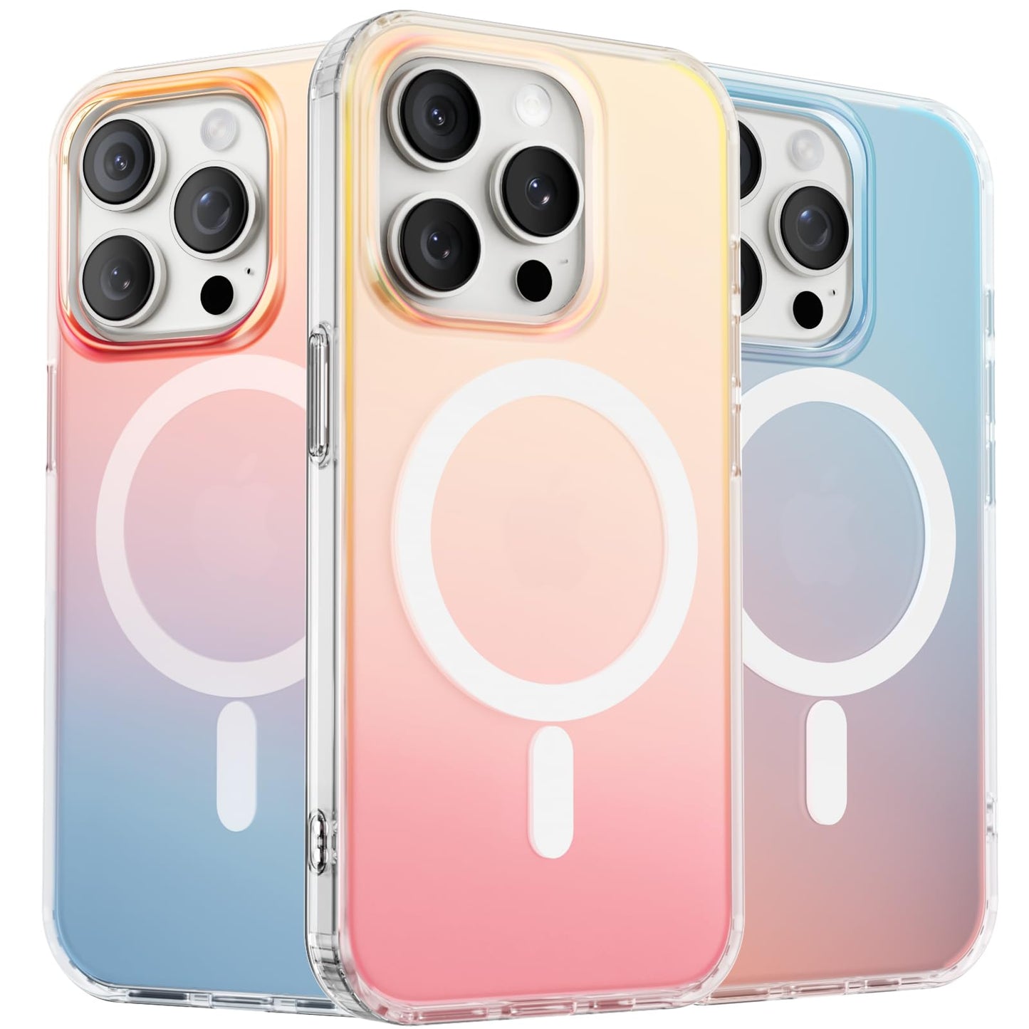 ORNARTO Compatible with iPhone 15 Pro for MagSafe Case,Shockproof Protective Rainbow Case,Wireless Charging Magnetic Phone Cases Cover 6.1 inch-Sunset