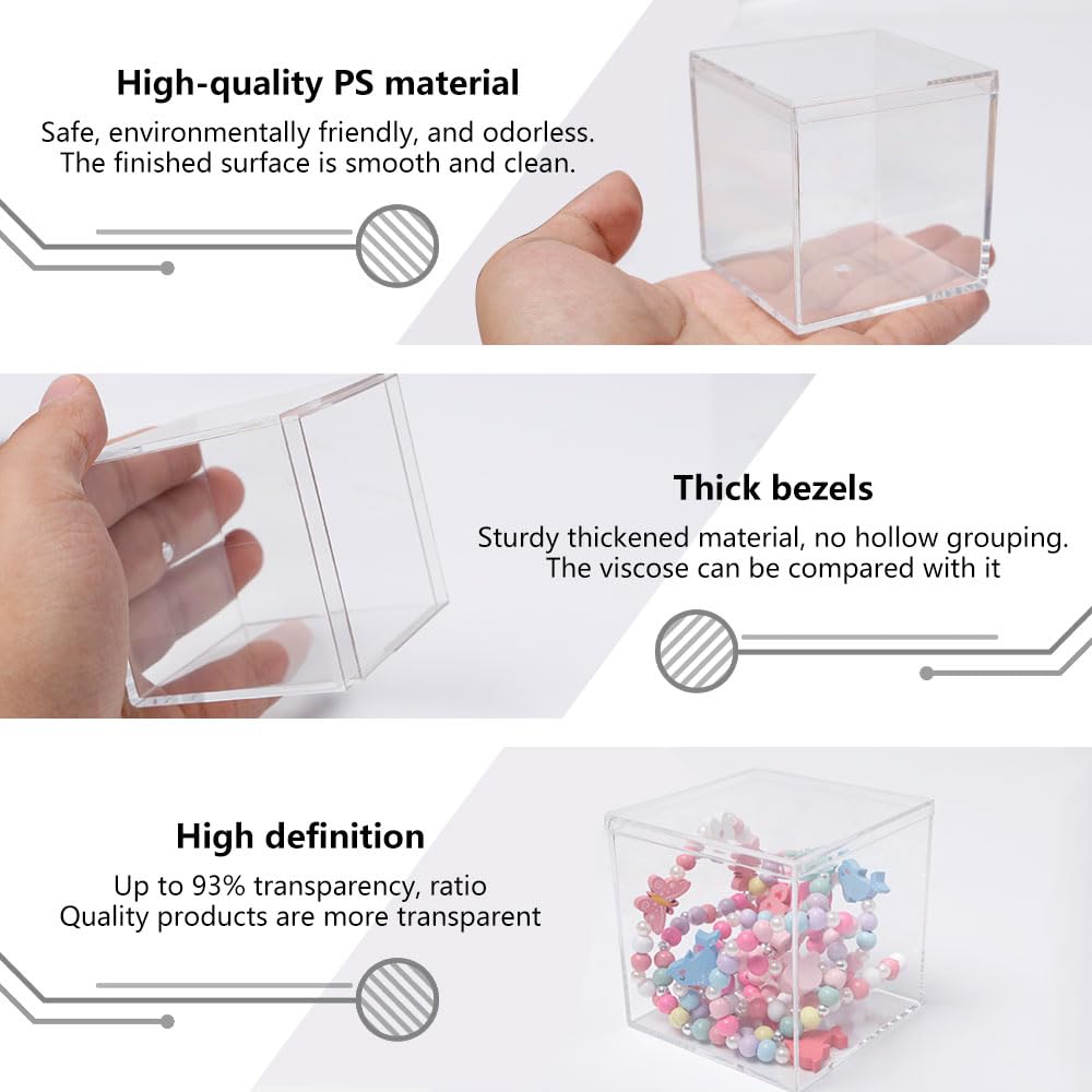 Keboyoe 10pcs Clear Acrylic Display Boxes with Lid for Storage Candy Pill