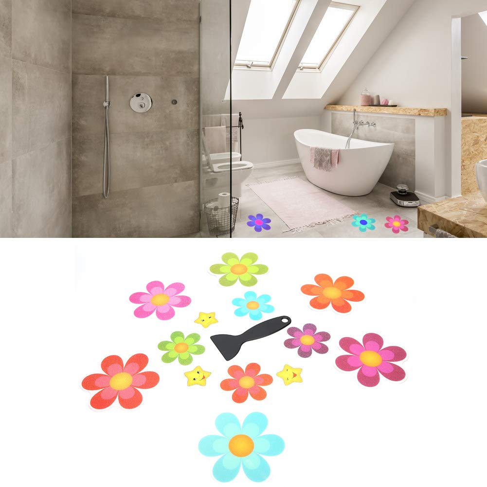 Tiiyee 13 Pcs Non Slip Bathtub Stickers, Bath Self Adhesive Treads Bathroom Water Resistance Tub Decals Adorable Anti Slip Safety Stickers Strong