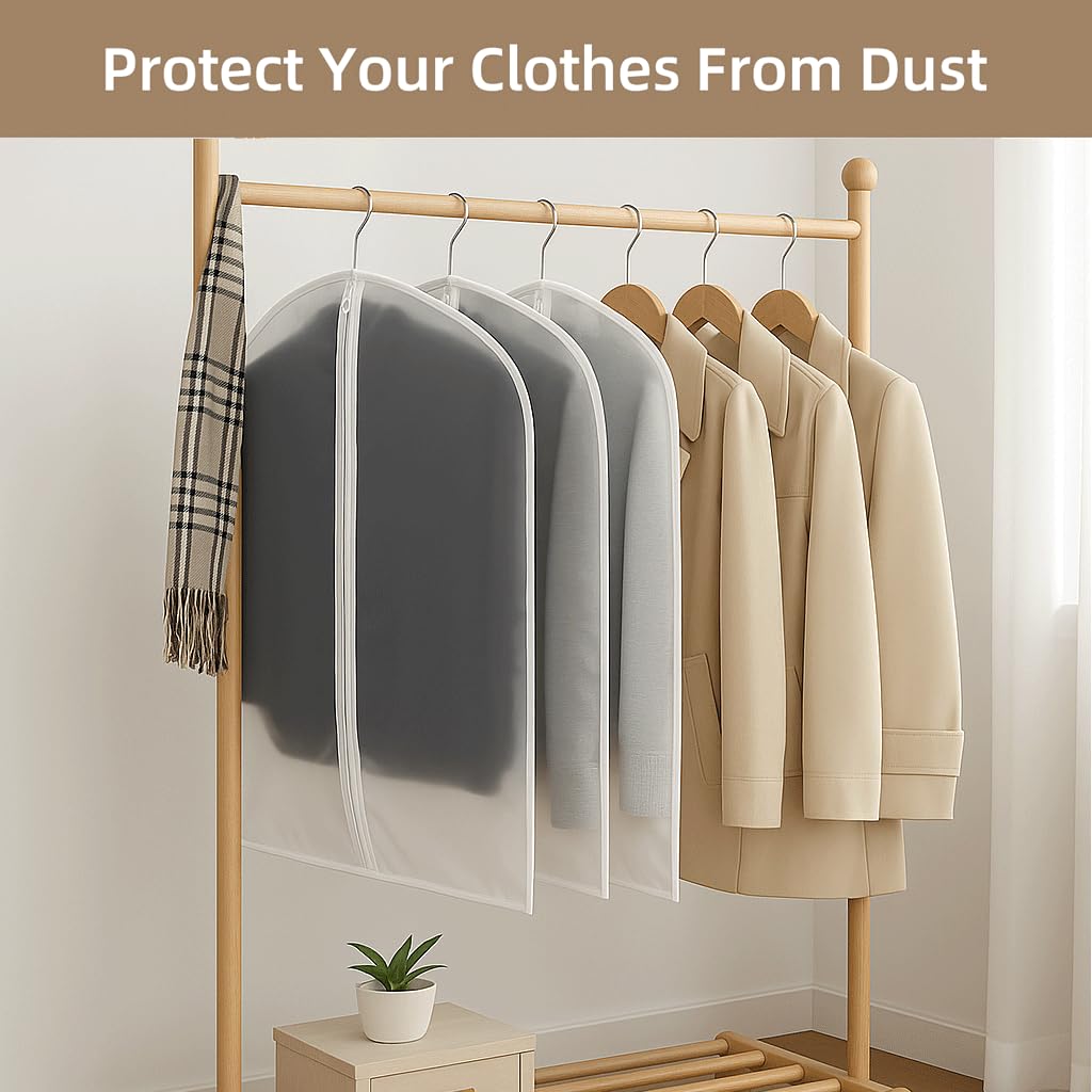 CNMTCCO Transparent Dustproof Suit Covers Set of 6, Dustproof Rain Resistant Suitable for Storage and Protection of Dresses Jackets and Evening