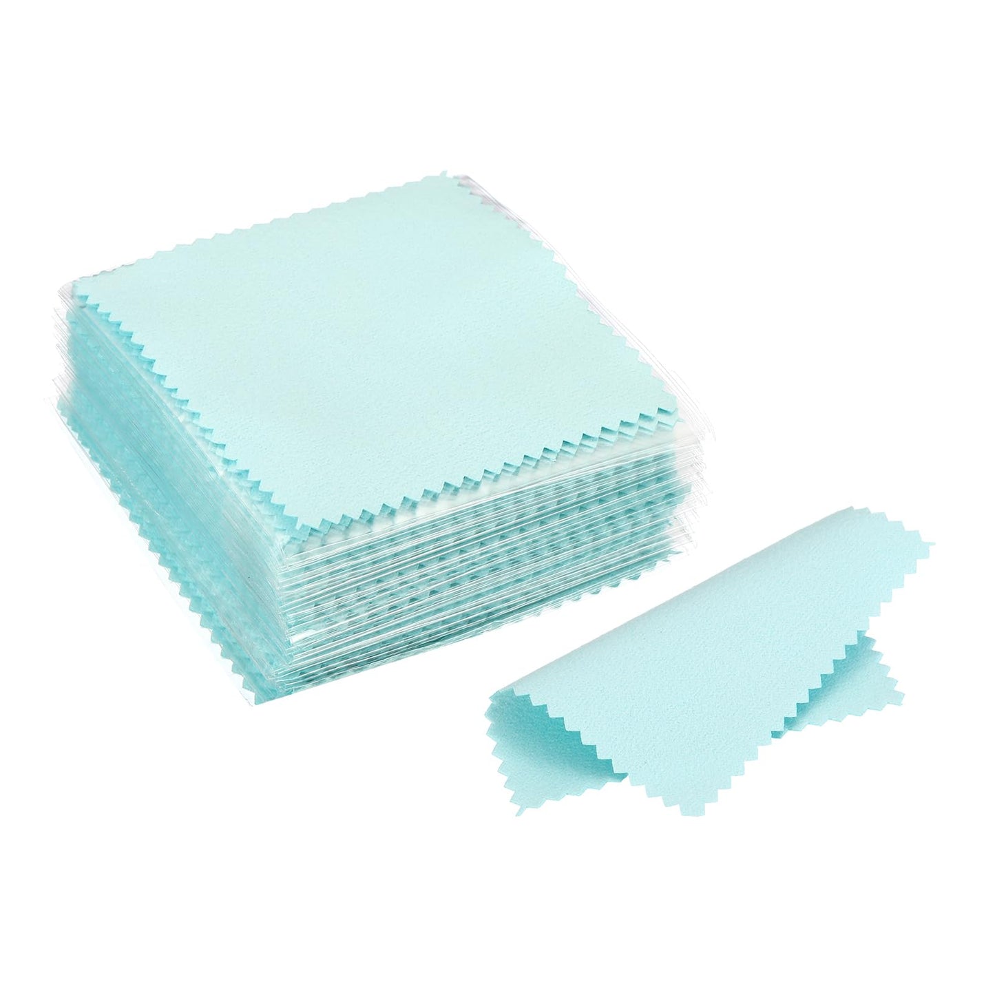 PATIKIL 3.15x3.15" Jewelry Cleaning Cloth, 100Pcs Individually Wrapped Double-Sided Microfiber Polishing Cloth for Silver Gold Brass Platinum Jewelry,
