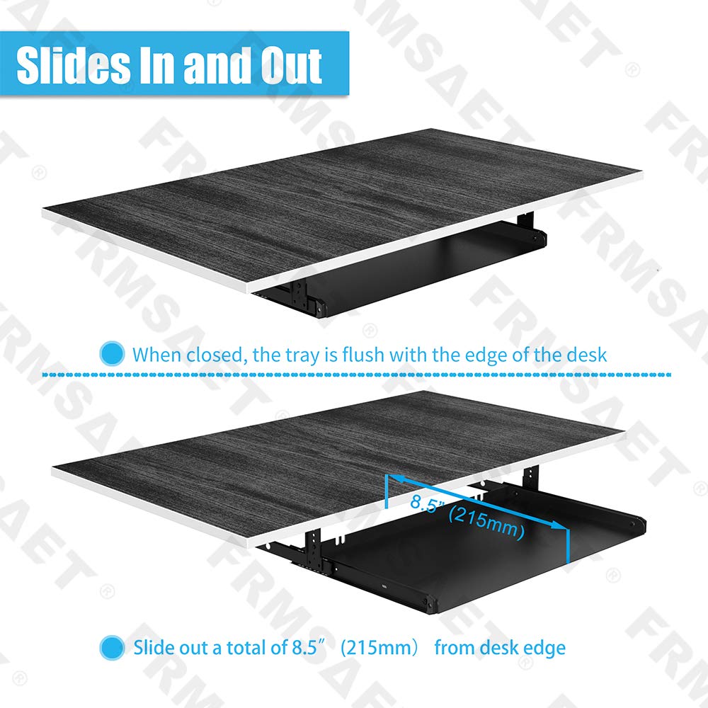 FRMSAET All-Metal 53 cm/60 cm/76 cm Slide Out Drawer Platform(76 cm, Black)