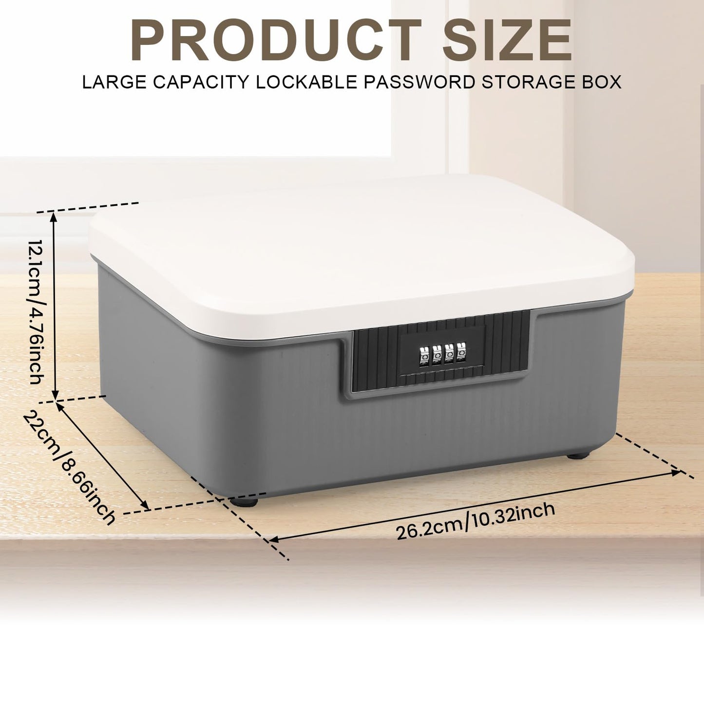 Dandelionsky Lockable Box Large Medicine Box with Combination Lock, 25×20×10cm Fridge Box with Built in Removable Tray