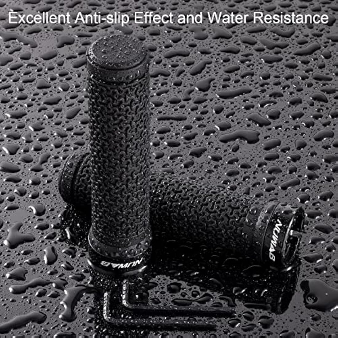 NUWAB Premium Bike Handlebar Grips, Professional Mountain Bicycle Grips with Soft Anti-Slip Rubber, Single Lock-on Bike Handlebar, 2PCS Allen Wrench Come With