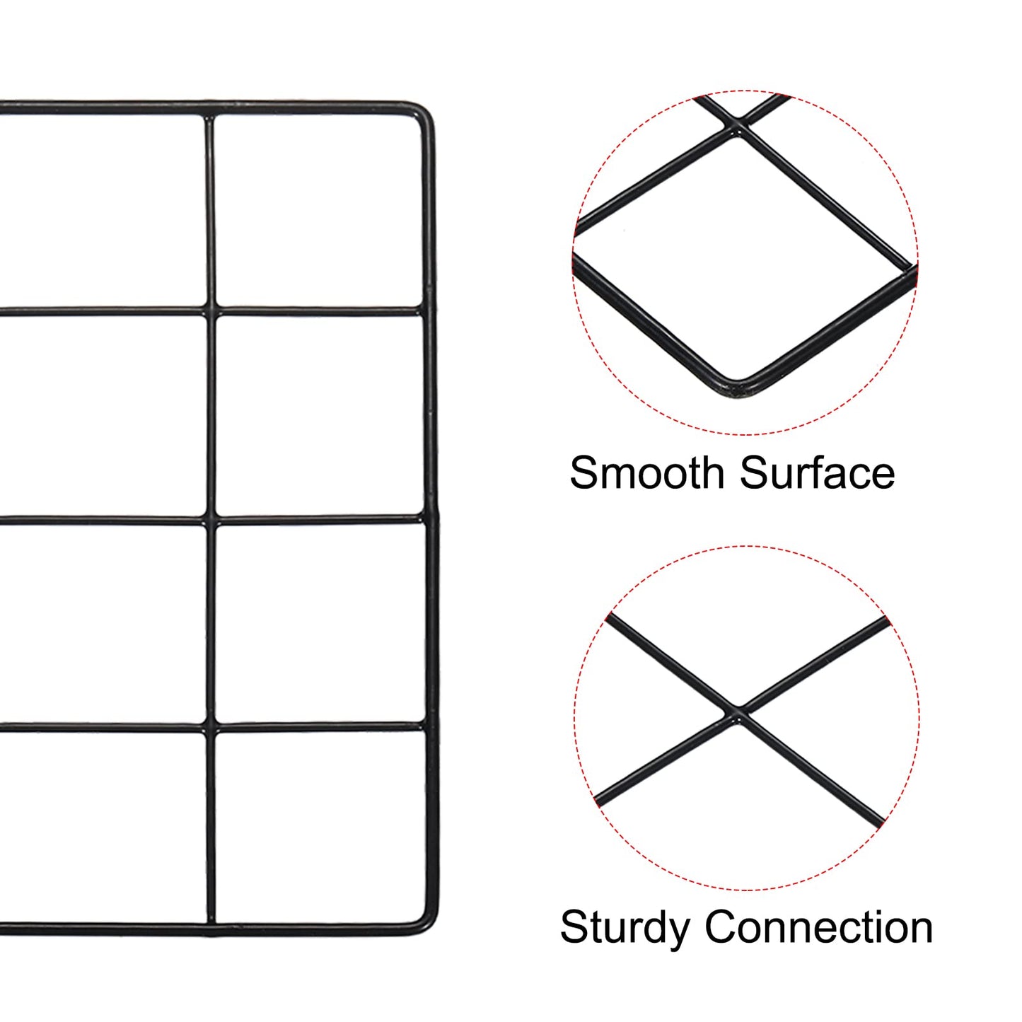 PATIKIL 8"x8" Wire Grid Panel, 1 Pack Wall Grid Decorative Panels Board Photo Pictures Display Decor Hanging Organizer for Home Office, Black