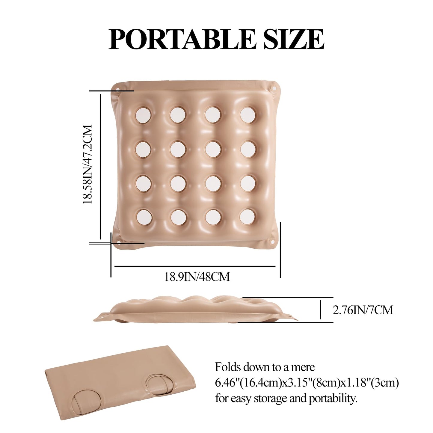 WEESTAAMO 2 Inflatable Seat Cushions with Pump, 16-Hole Air Waffle Pads