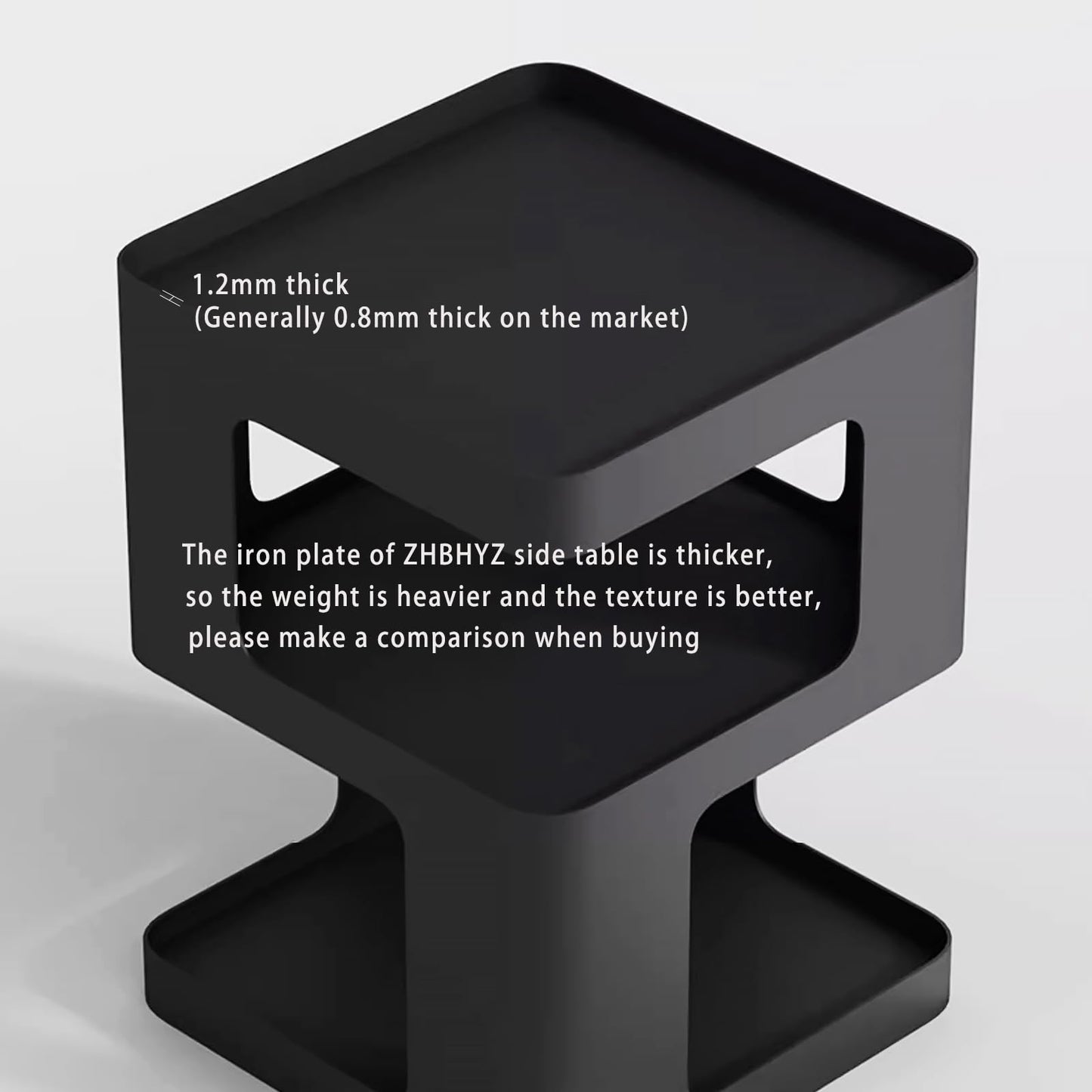 BUZUEY side table,modern end table with storage,black metal bedside table,unique nightstand,accent side table for Living Room Bedroom,no assembly