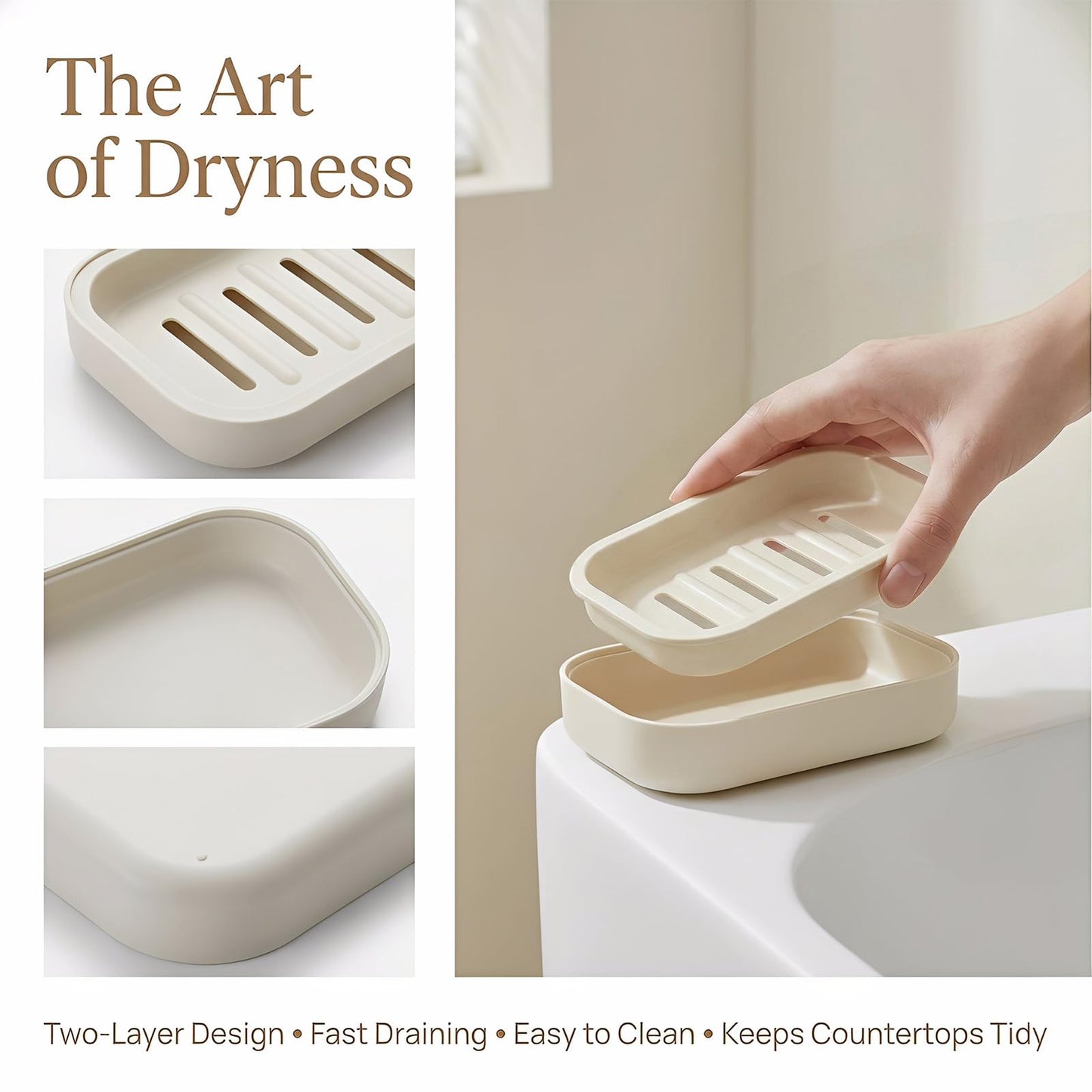 2PCS Soap Dish, Soap Dish for Shower, Double Soap Dish with Drainage, Anti-Slip and PortableSoap Holder for Bathroom, Kitchen Sponges