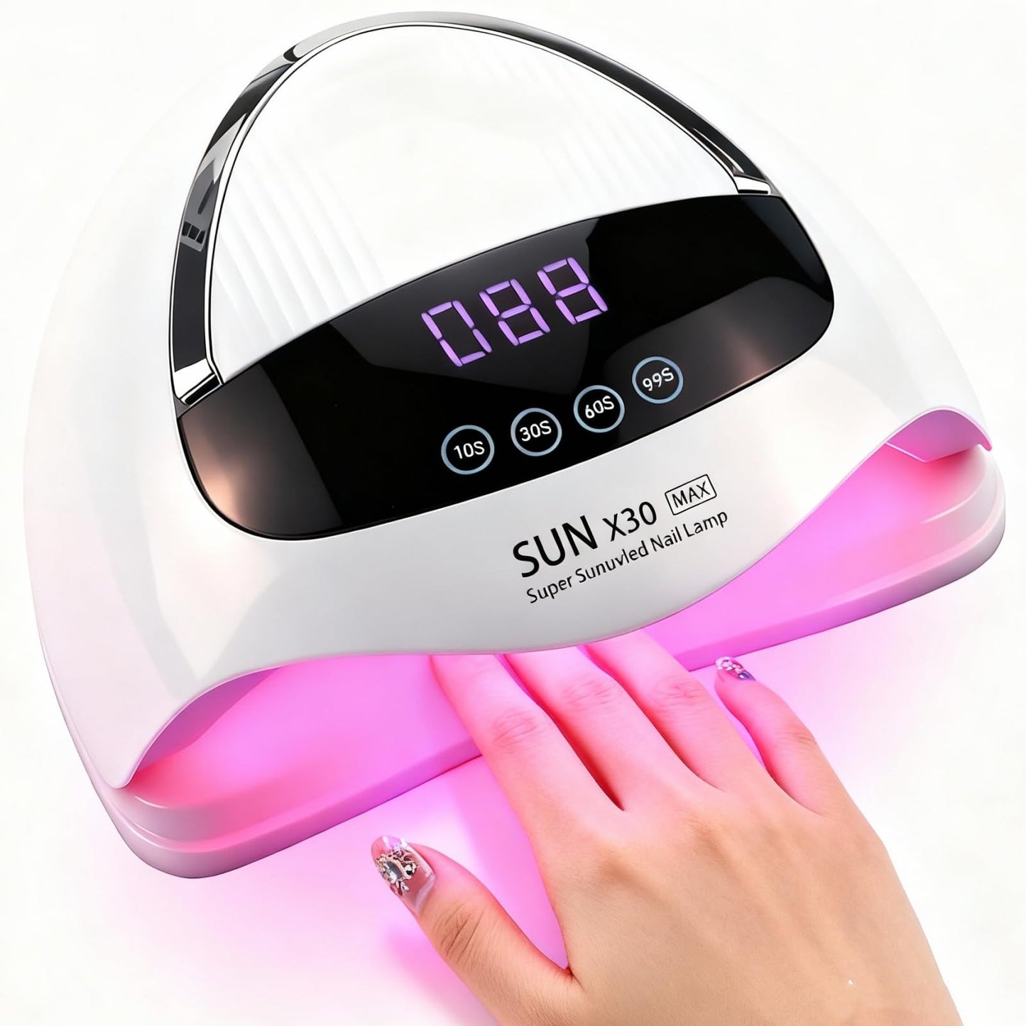500W UV/LED NAIL LAMP - 90 LED Nail Dryer for Fast Curing Gel Polish, with Auto Sensor & 4 Timers (10s/30s/60s/99s), Smart LCD Display for Home and
