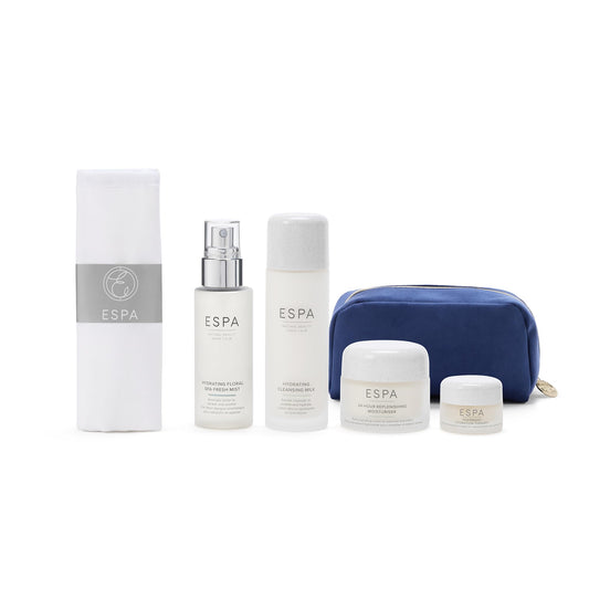 ESPA Winter Hydration Collection | 4 Step Spa Skincare Gift Set with Rose & Chamomile for Dehydrated Skin | Cleansing Milk, Floral Mist, Moisturiser,