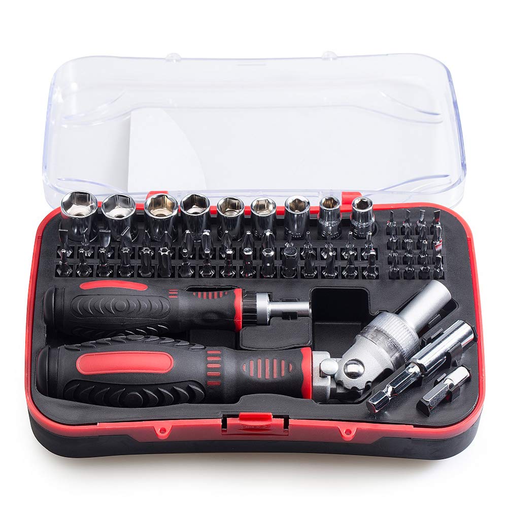 61pc Ratchet Screwdriver Sets, JENABOM Precision Magnetic Screwdriver Bit Set with Ratchet Handle, Repair Tool Kits with Torx & Small Multi Bits,