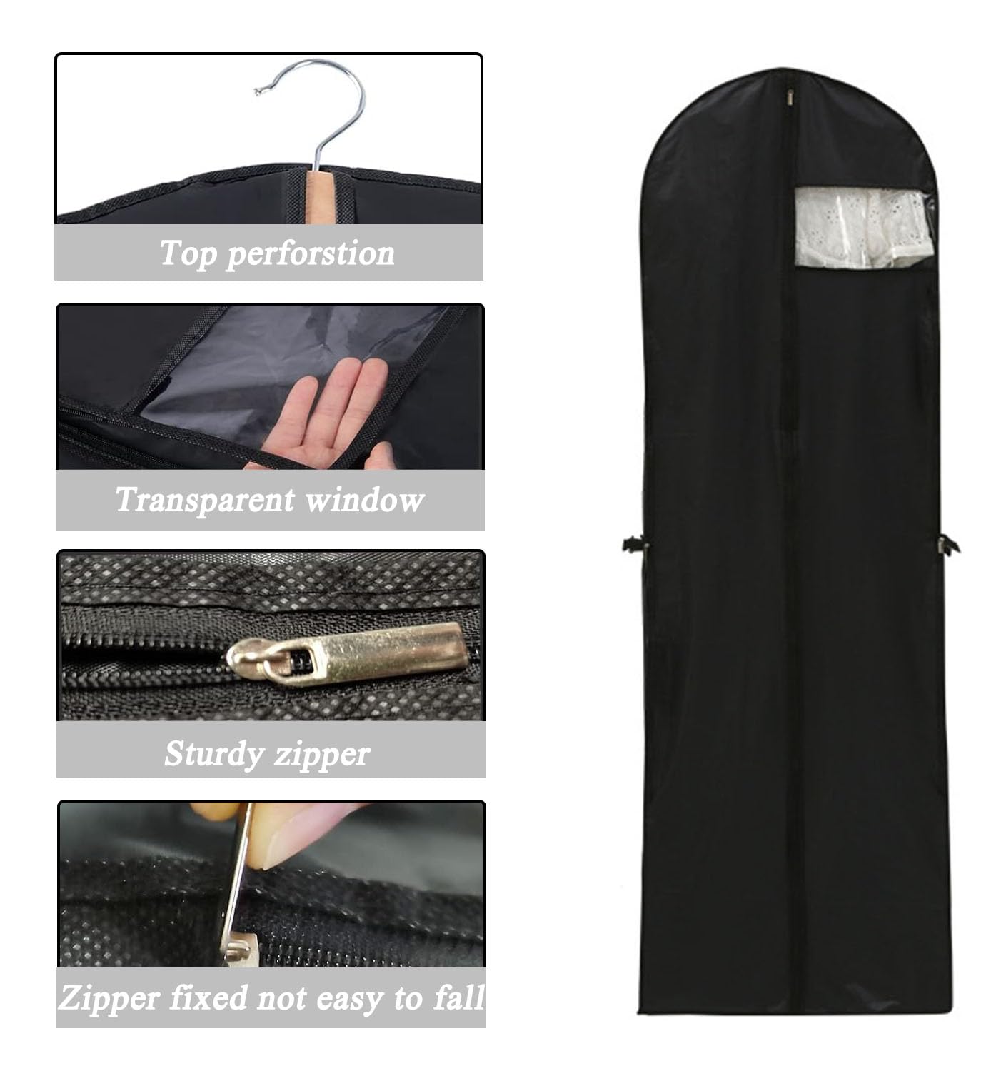 1 Pack Long Dress Covers Bag Dust Proof Clothes Covers Moth Proof Garment Bag Wedding Dress Bag Folding Long Coat Cover for Coat Gowns Dresses Shirts