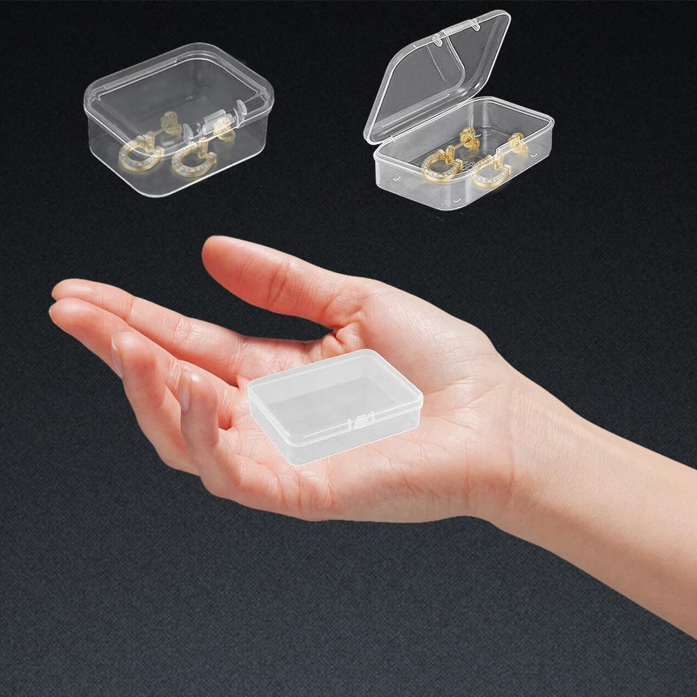 WYAN 21 Pcs Mini Container Boxes, Square Empty Mini Clear Plastic Organizer Storage Box Containers with Hinged Lids for Collecting Small Items, Beads