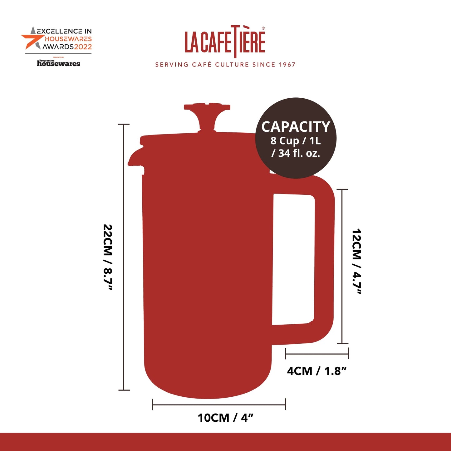 La Cafetire Pisa Stainless Steel Cafetire, Eight Cup, Copper, Gift Boxed