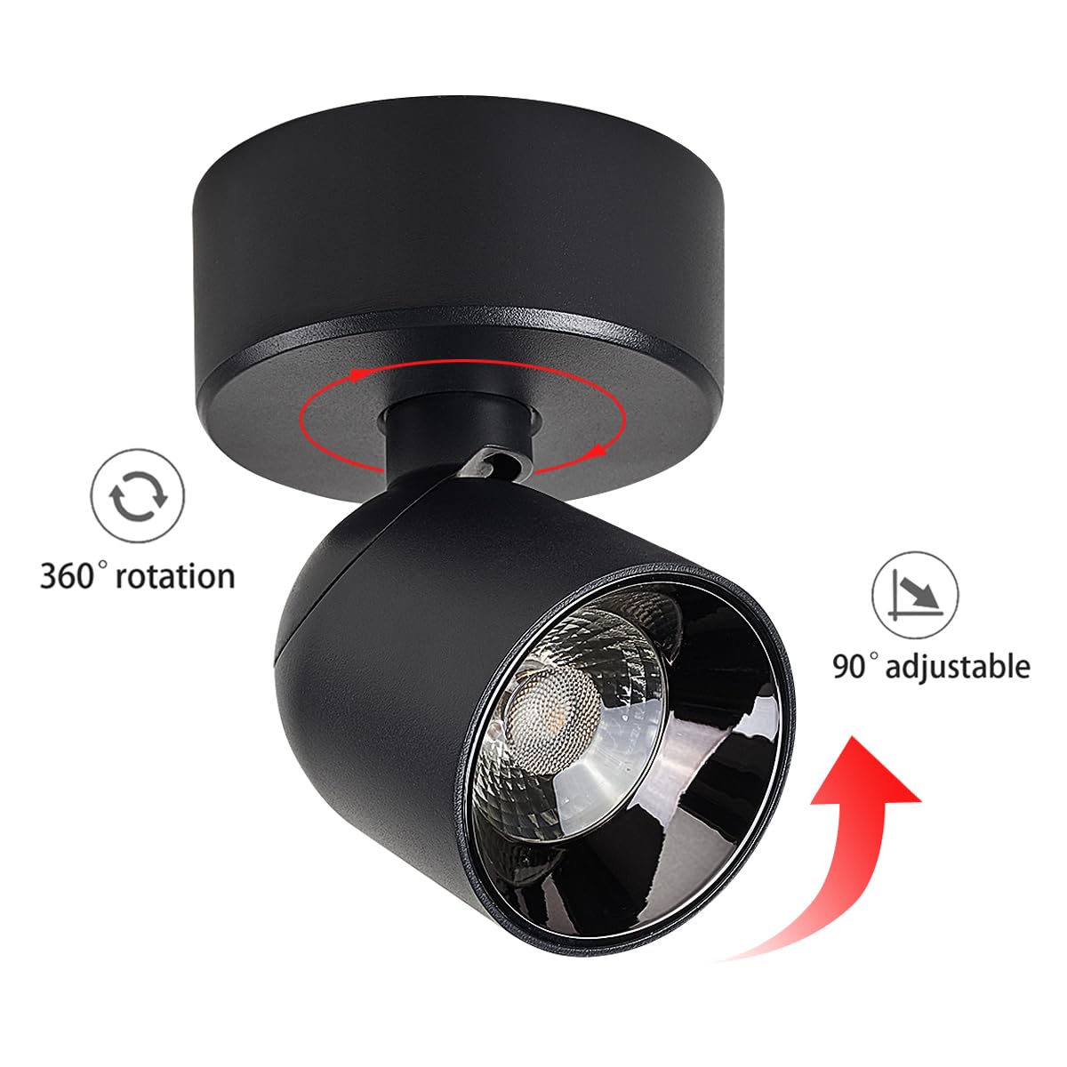 Budbuddy 12W LED Ceiling Spotlights Rotatable Wall Spotlights Swivel Black Wall Spotlamps Modern Indoor Wall Light for Corridor Living Room Office