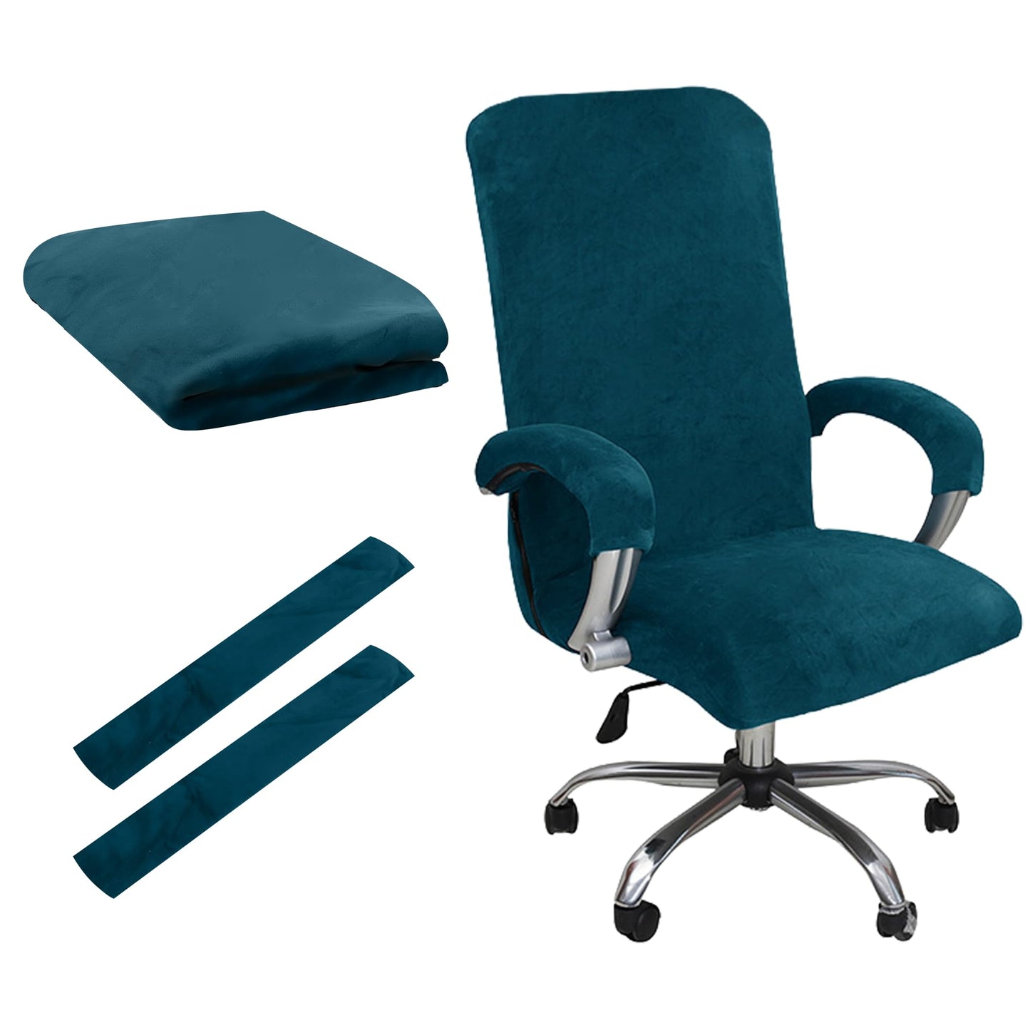 Office Chair Covers, Desk Chair Cover Universal Stretch Velvet Slipcover, Washable Plush Computer Chair Protector with Arm Covers