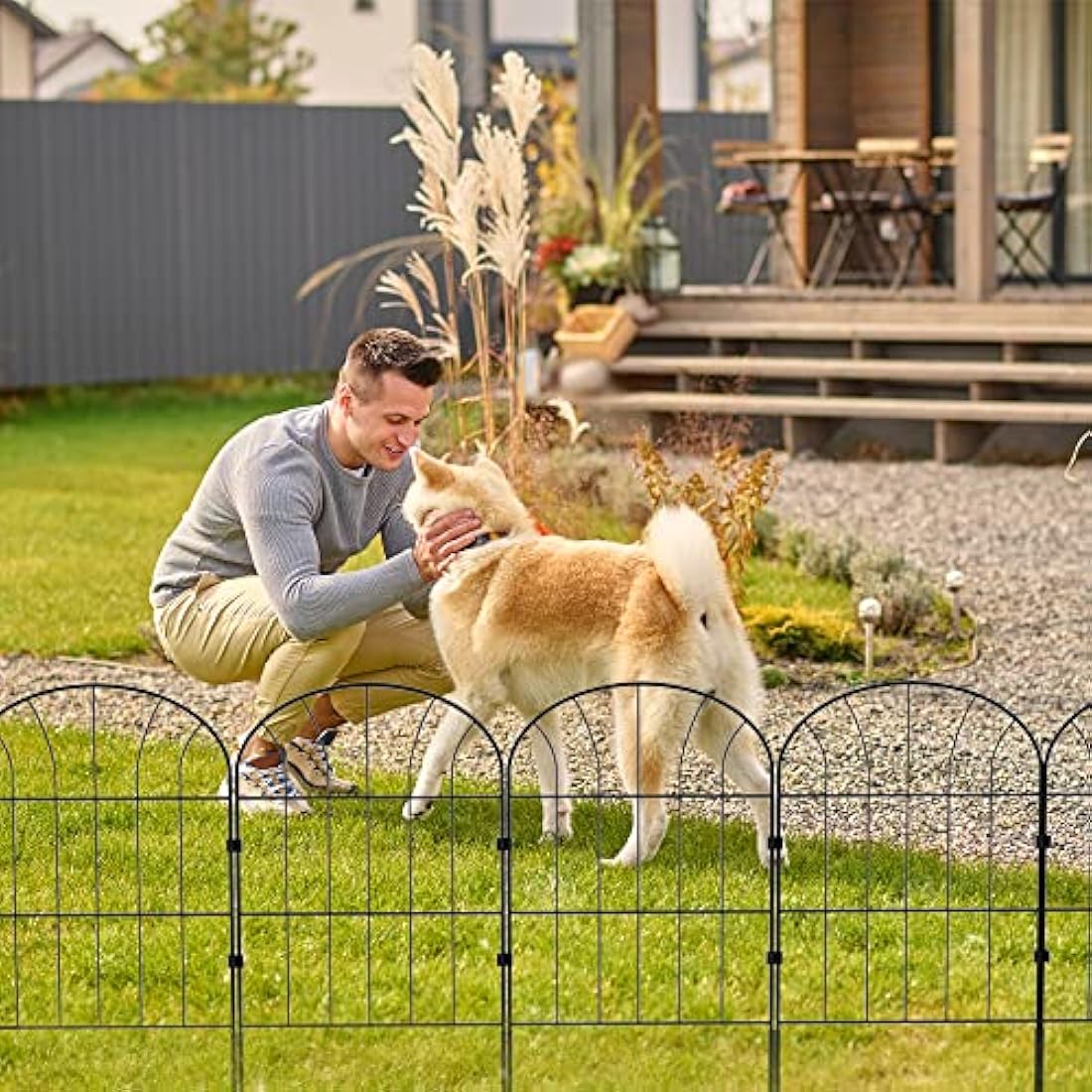 Decorative Garden Fence 10Pack, Metal Rustproof Iron Landscape Wire Folding Fencing Ornamental Panel, Outdoor Rustproof Fence Panel Animal Barrier Flower Bed Border for Patio Backyard (60CM X 330CM)