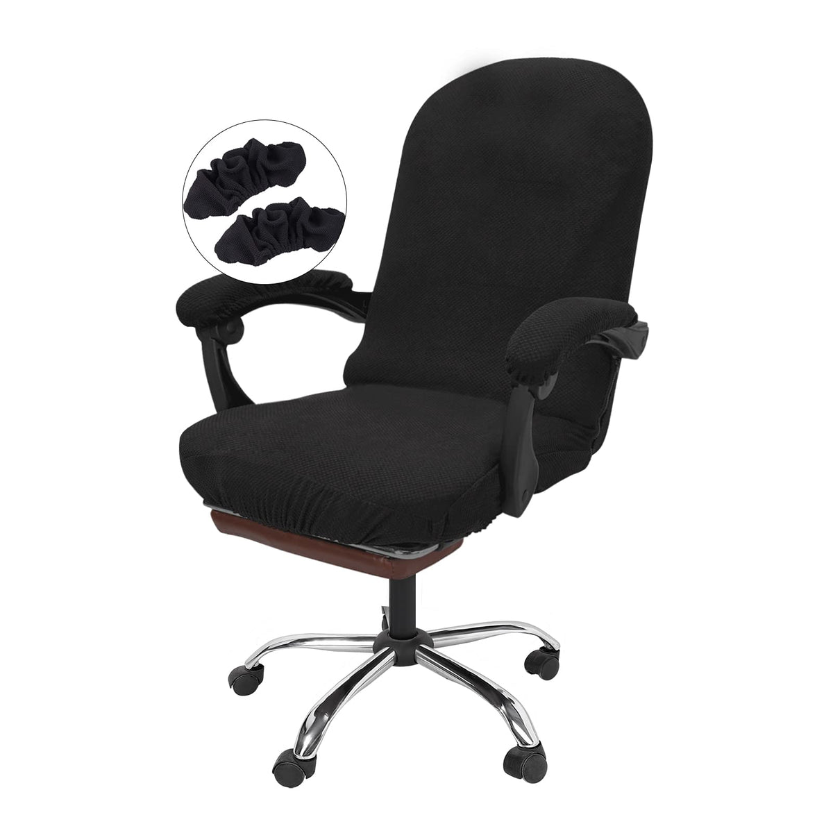 NeColorLife Office Chair Cover with Armrest Covers Stretchable Desk Chair Cover with Zipper Thick High Back Office Seat Cover for Extra Large
